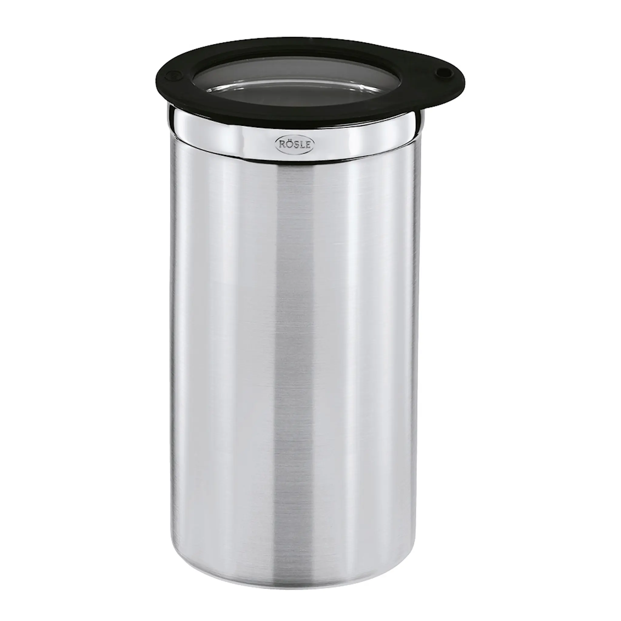 Rösle Förvaringsburk 1,5 L 10x20 cm stål/klar/svart