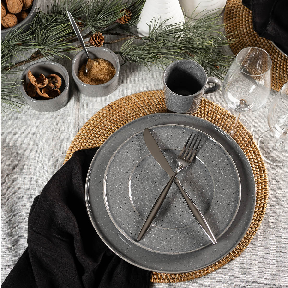 Stiernholm Kirei Lautasliina pellava 2 kpl Musta