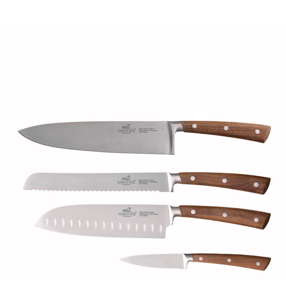 Lion Sabatier Gemini knivset 4 delar stål/valnöt