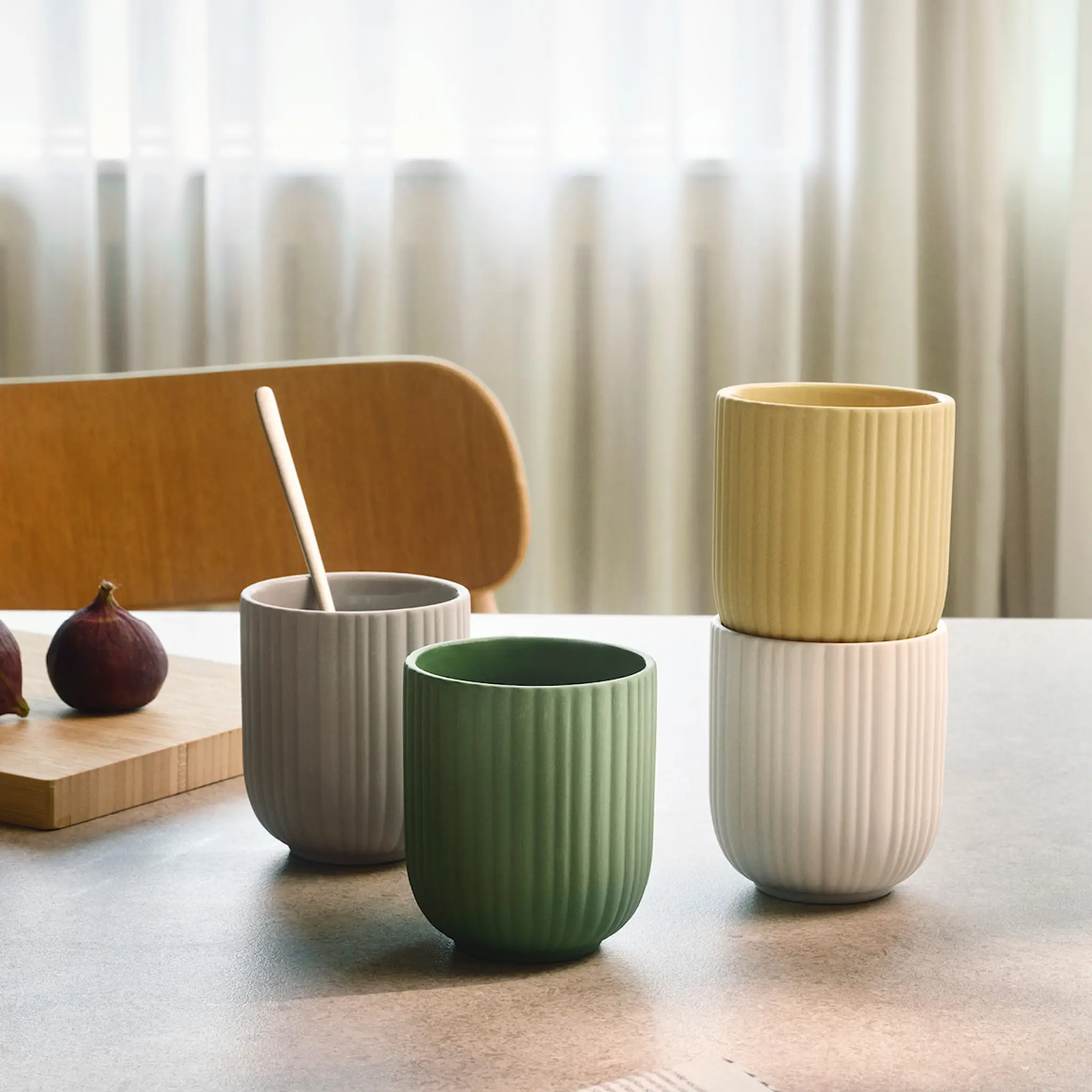 Knabstrup Keramik Ripple vas 12,5 cm gul