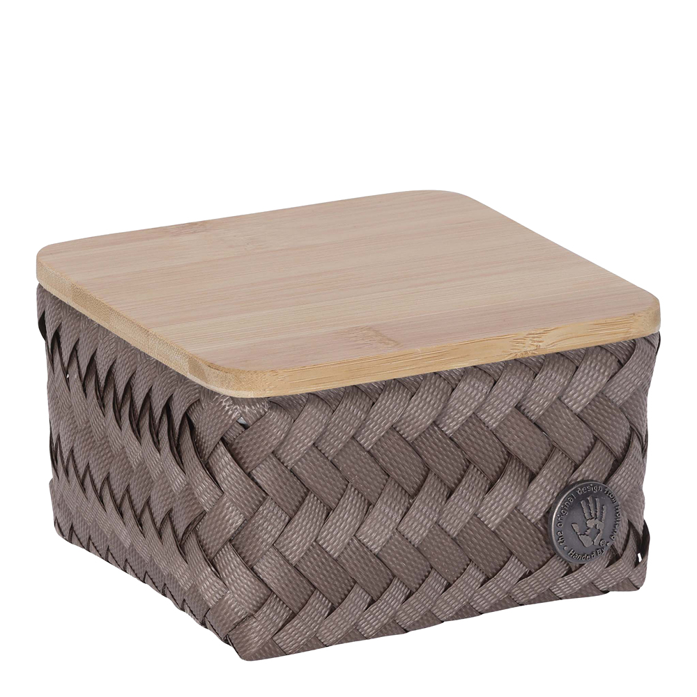 Handed By Top Fit Tiny förvaringskorg med lock 13x13x8 cm taupe