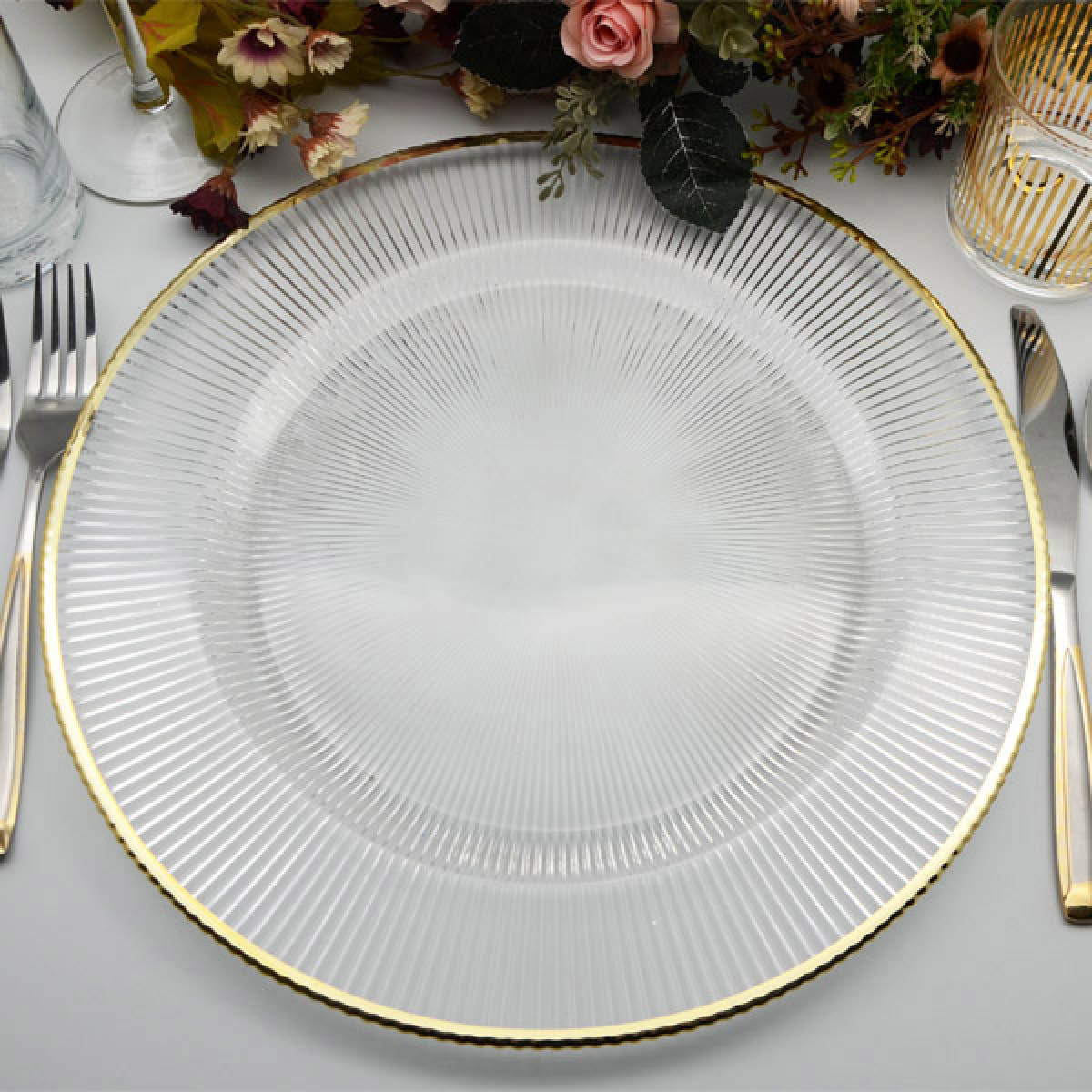 Stiernholm Plisse Undertallrik 33 cm klar/guld