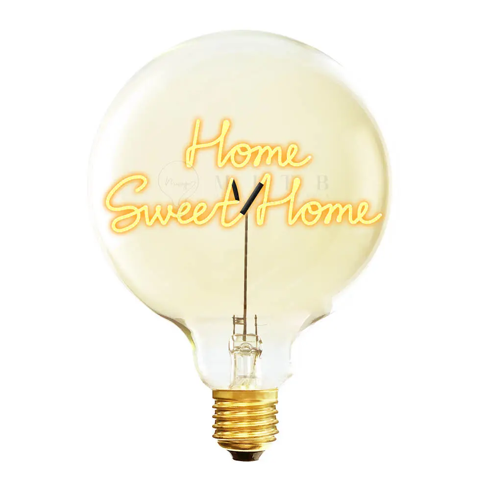 MITB lyspære LED 17 cm Home Sweet Home ravfarget
