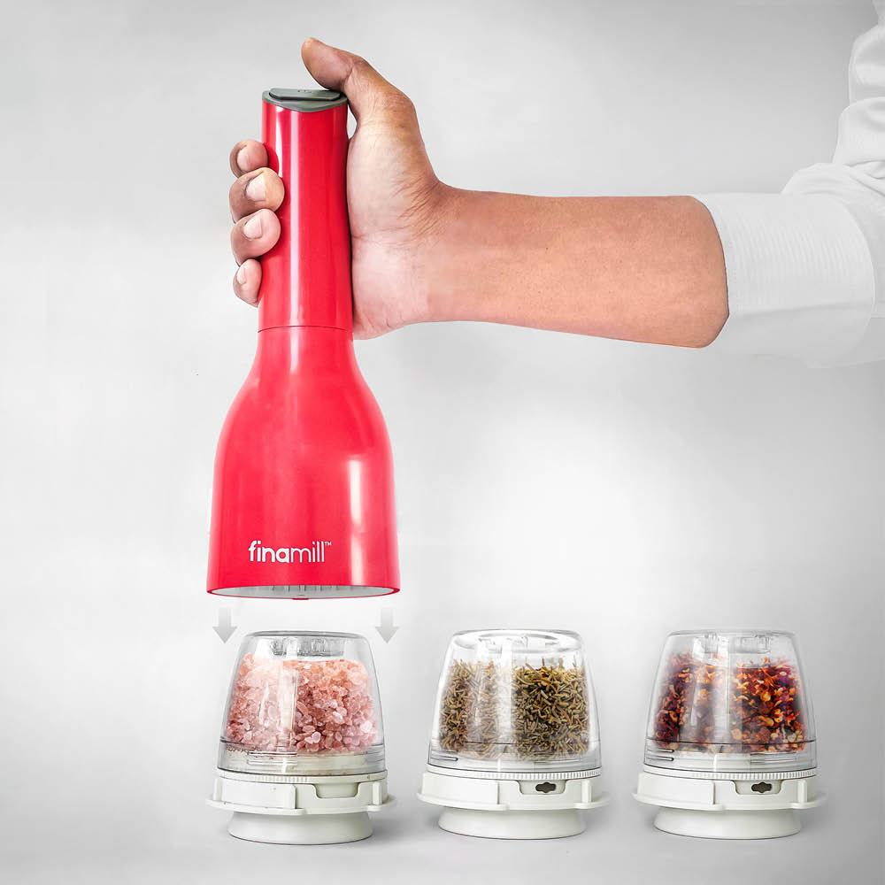 FinaMill Batteridrevet krydderkvern m/2 finapod 23 cm sangria