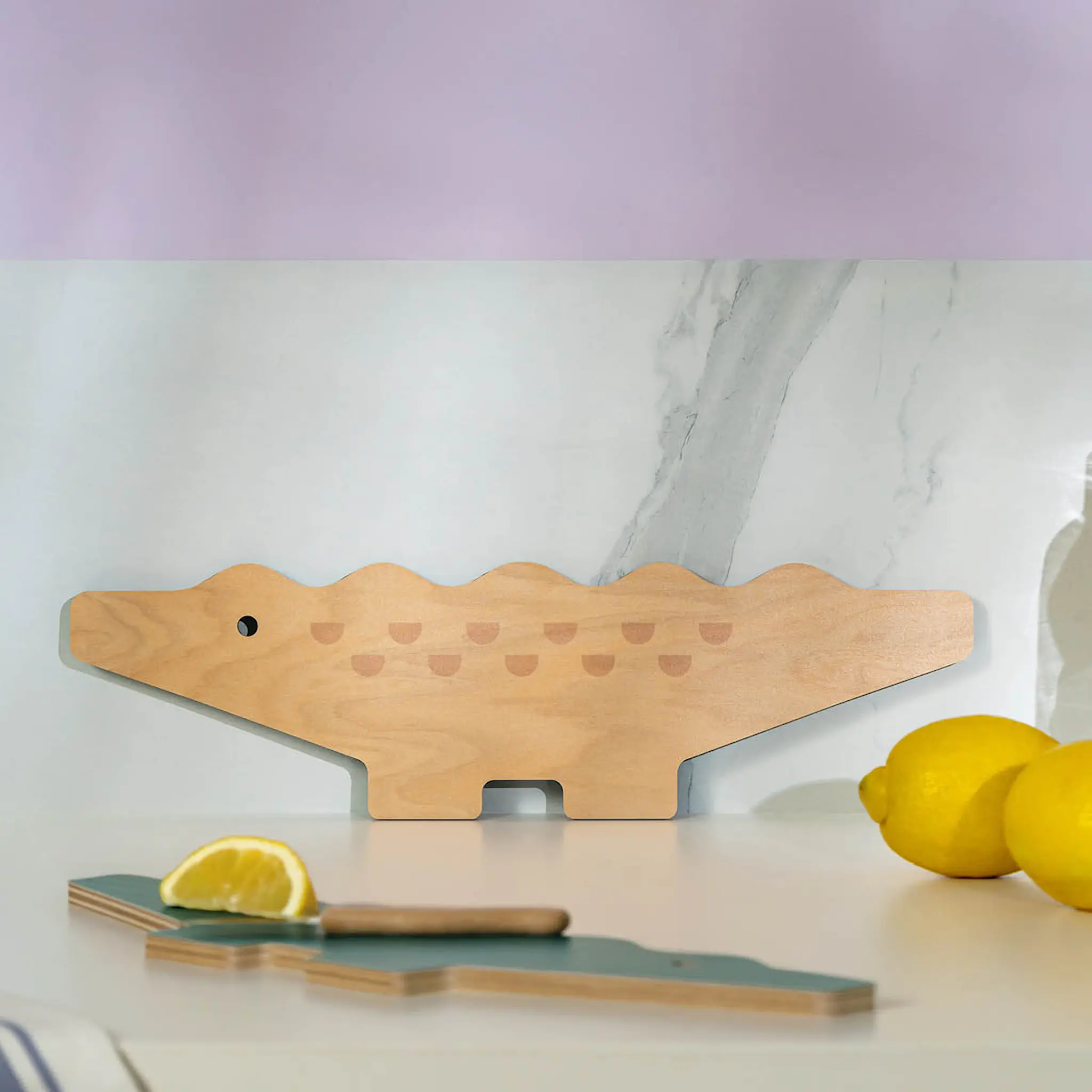 Muurla Fauna skärbräda/serveringsbricka Krokodil 44x12,5 cm grön