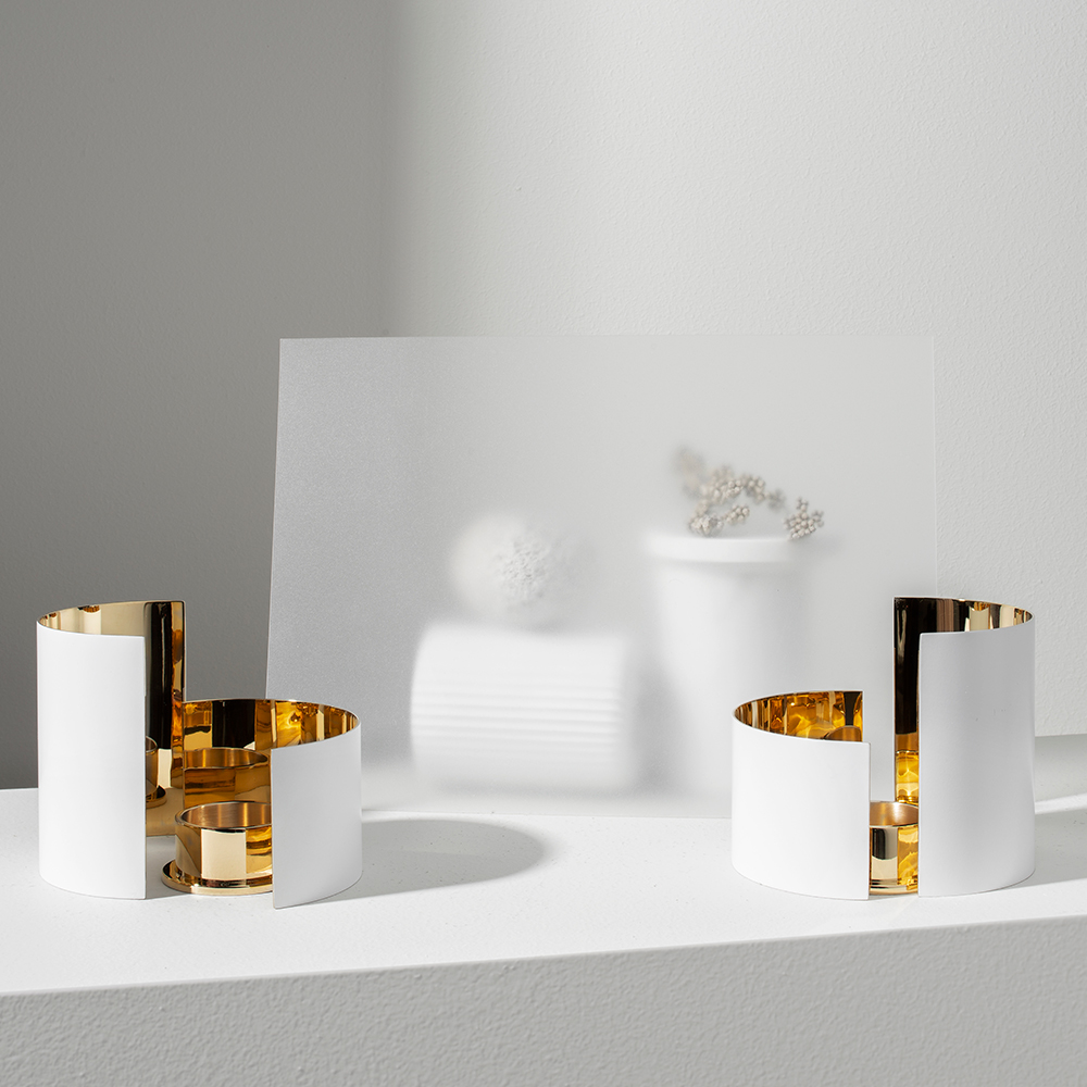 Skultuna Infinity telysholder 3 deler 6 cm hvit