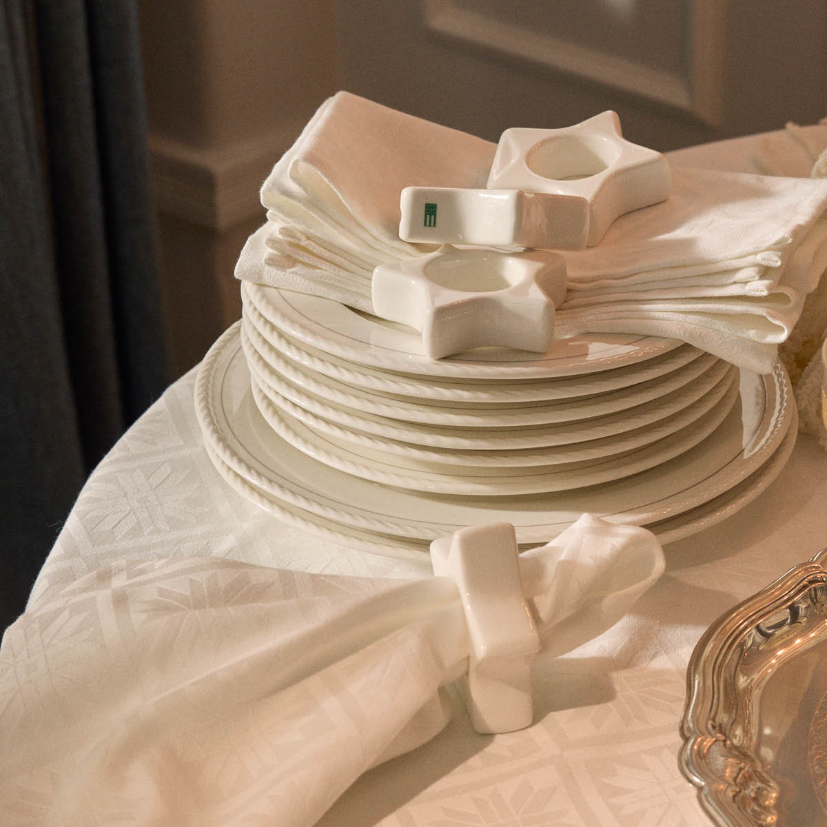 Lexington Bomullsduk jacquard 150x250 cm hvit