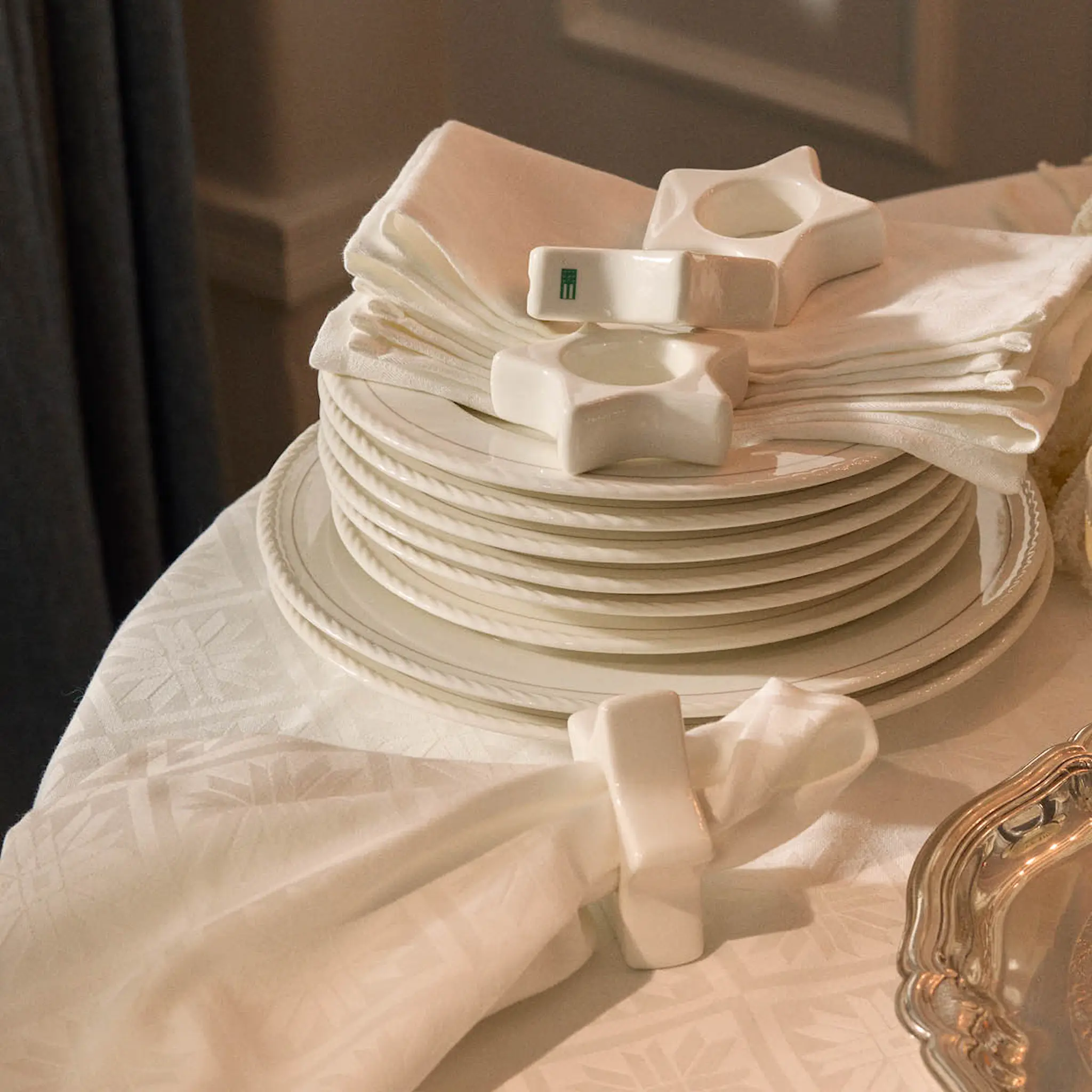 Lexington Bomullsduk jacquard 150x250 cm hvit