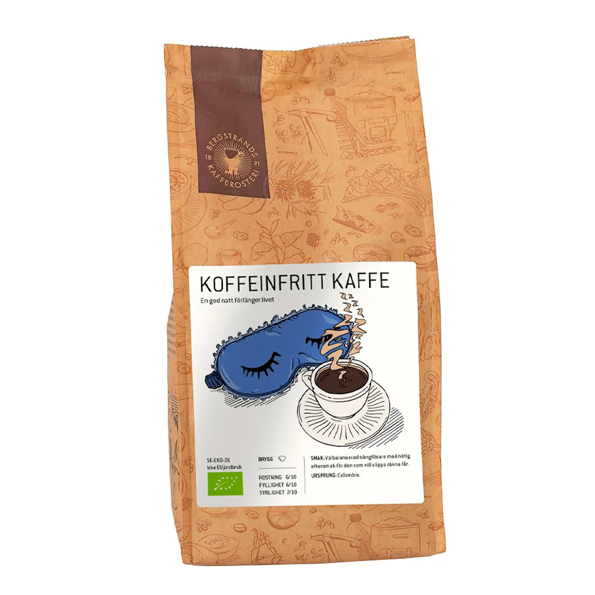 Bergstrands Kafferosteri Koffeinfritt Bryggmalet Kaffe EKO 250 g