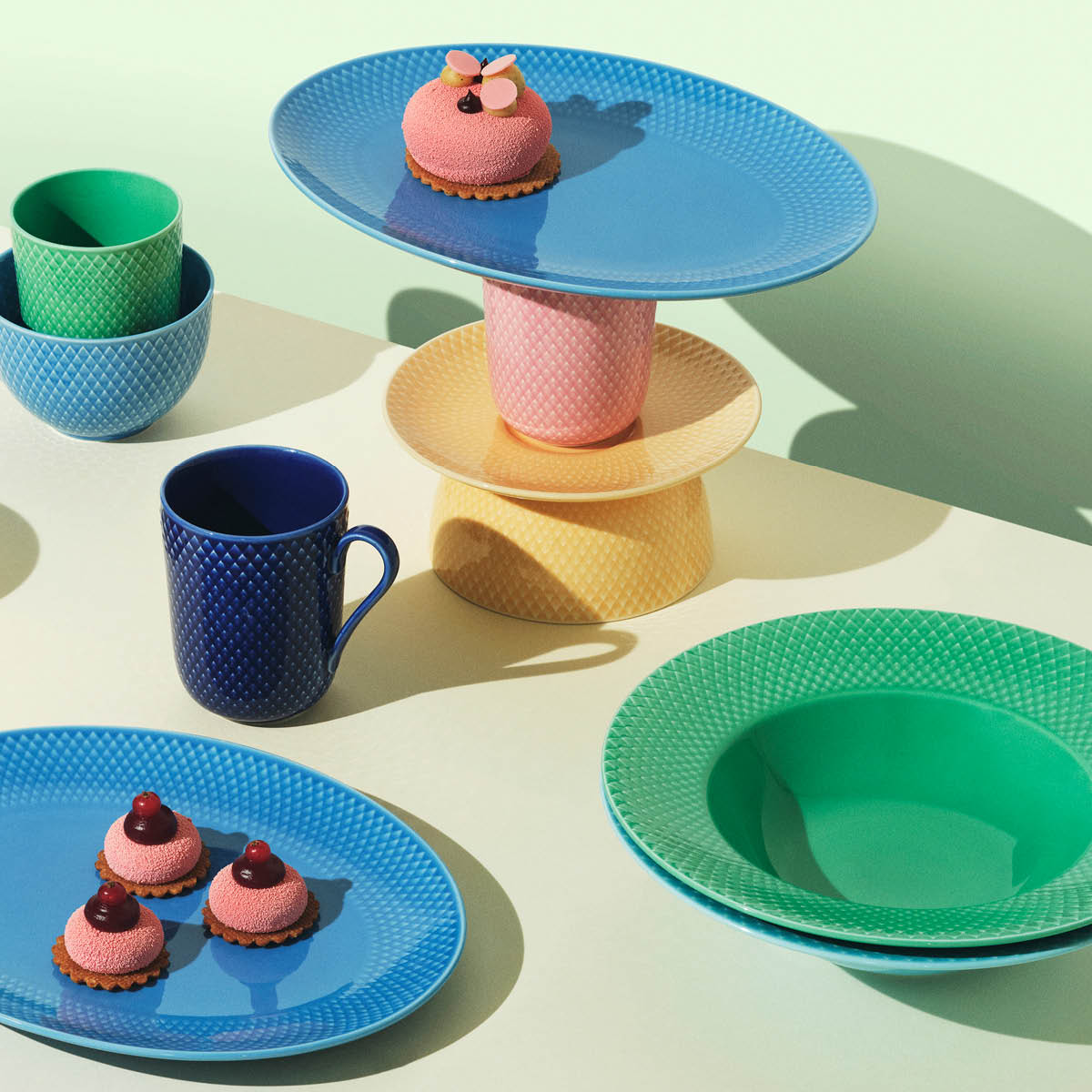 Lyngby Porcelæn Rhombe Color dyp tallerken 24 cm