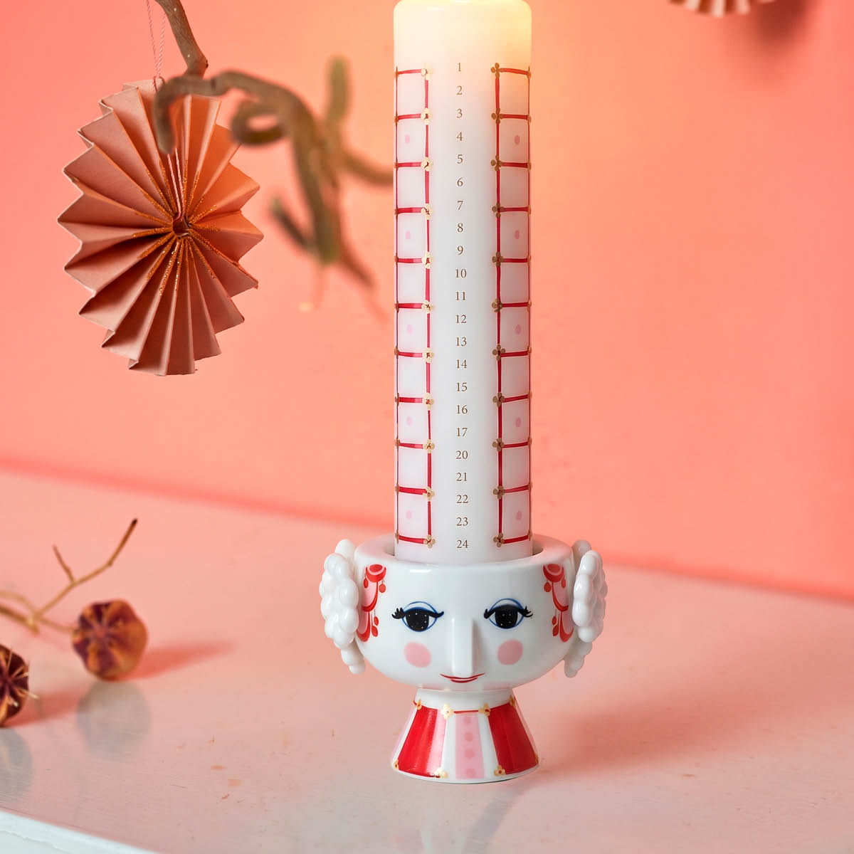 Bjørn Wiinblad Eva ljusstake 8 cm röd