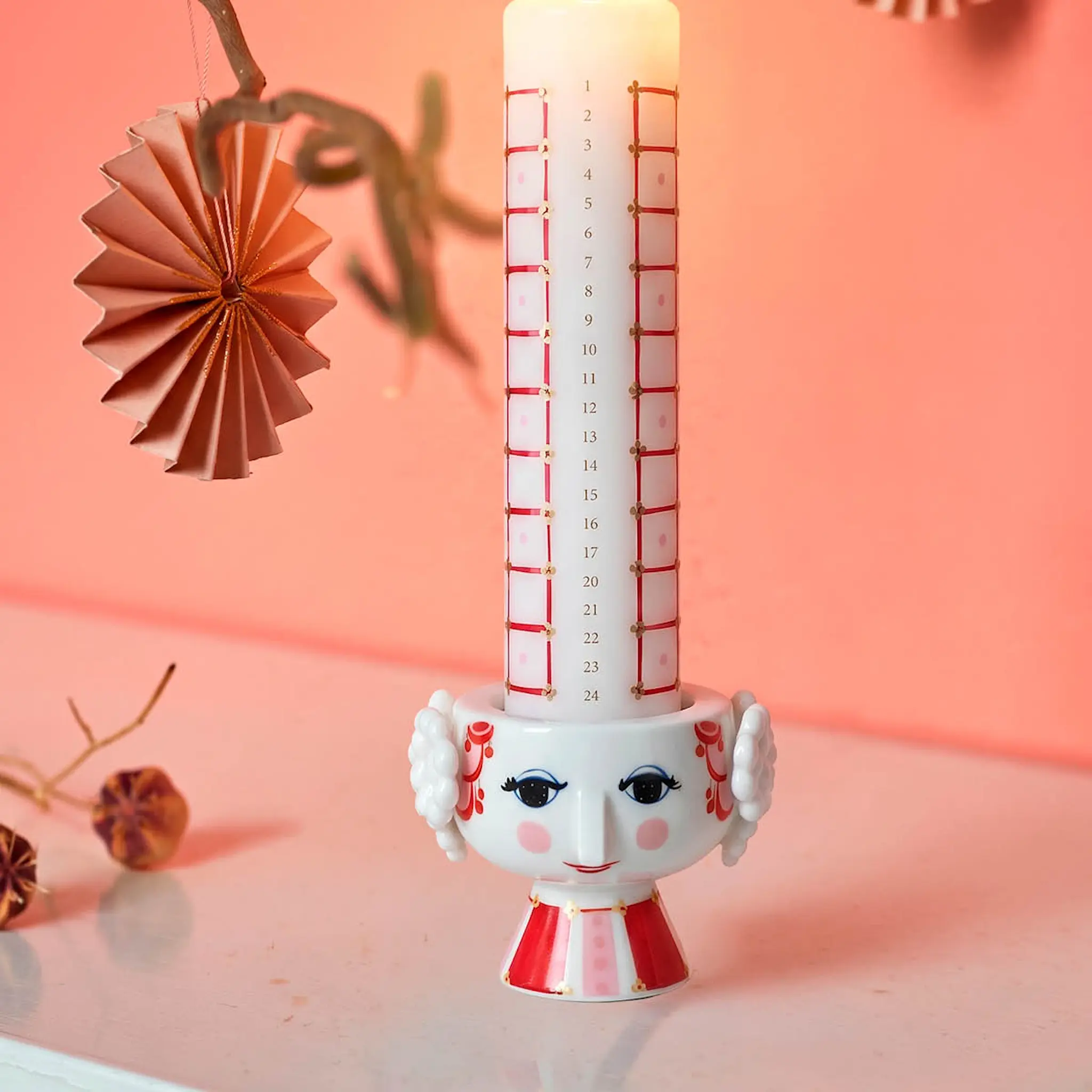 Bjørn Wiinblad Eva ljusstake 8 cm röd