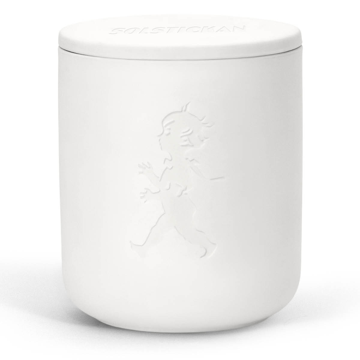 SOLSTICKAN Doftljus i keramik 9×7,5 cm vit (citrus)