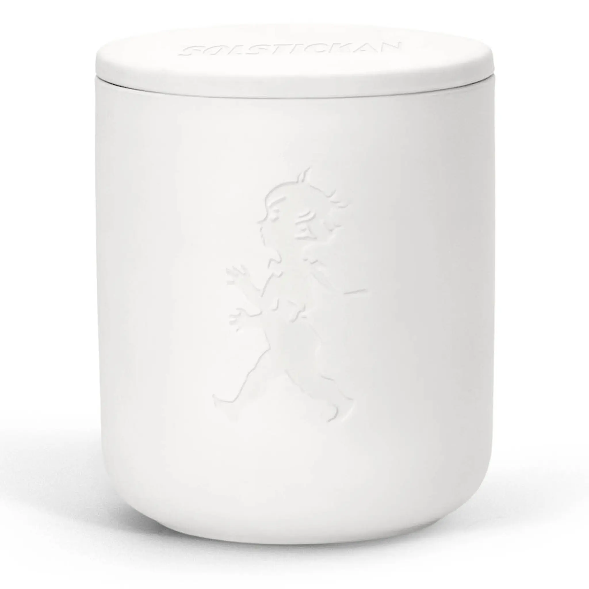 SOLSTICKAN Doftljus i keramik 9×7,5 cm vit (citrus)