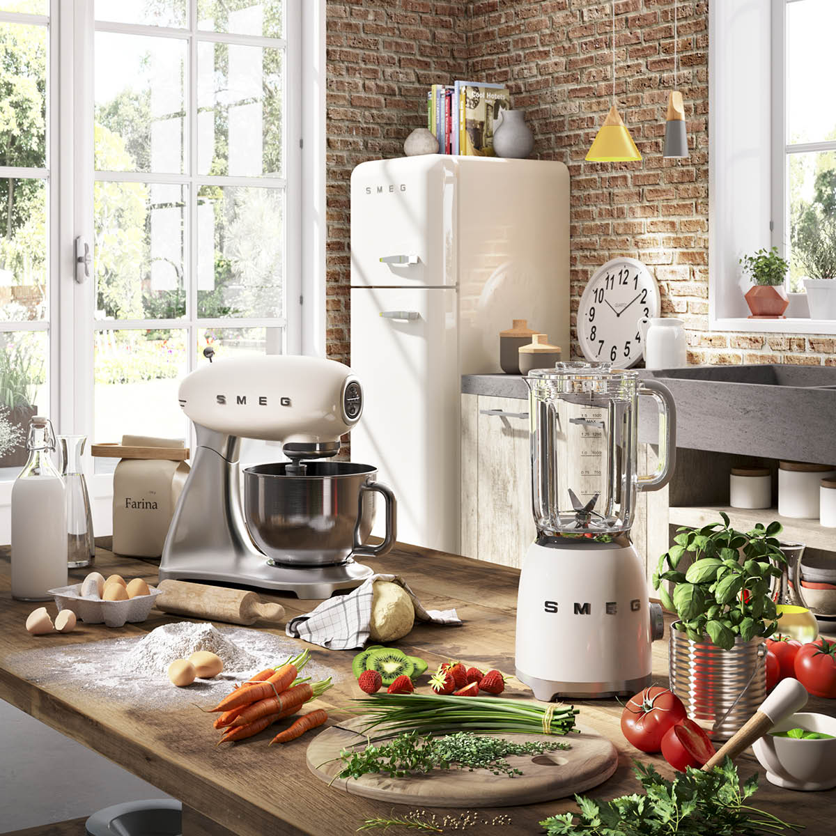 Smeg Kjøkkenmaskin SMF02 4,8L original krem