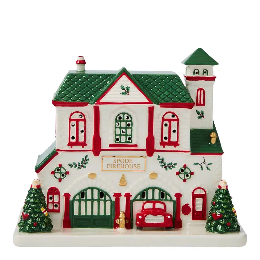 Christmas Tree Village brannstasjon med LED