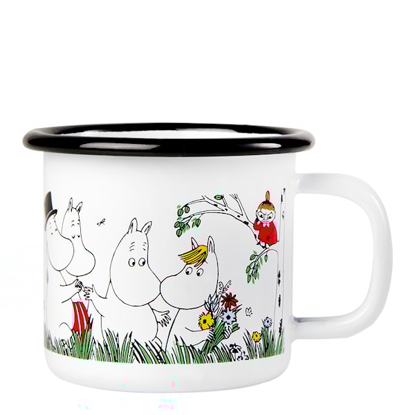 Mumin Emaljmugg Glada Familjen 15 cl Vit