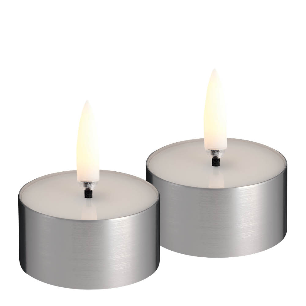 Uyuni Lighting Melted LED-värmeljus 4,1 cm 2-pack silver