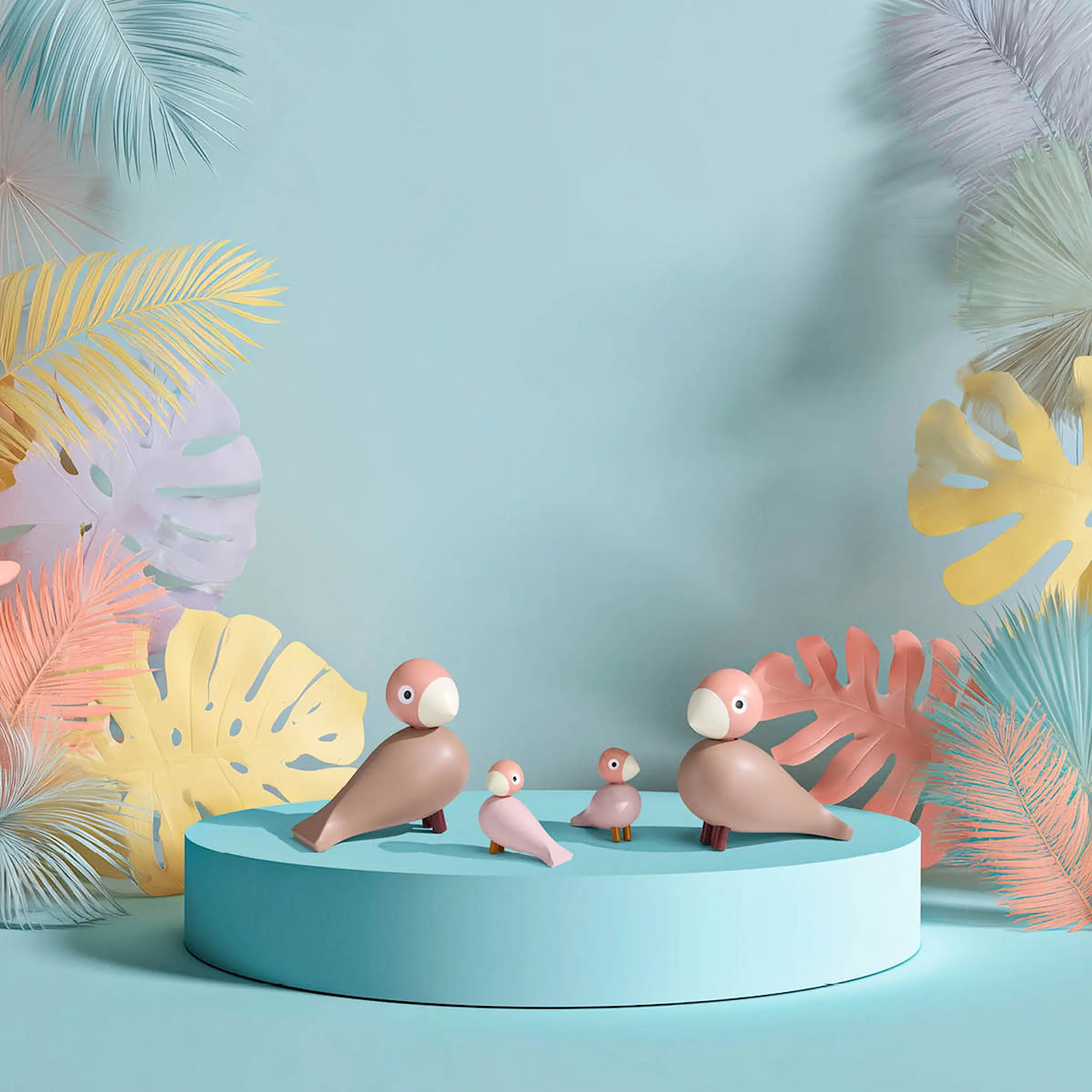 Kay Bojesen Denmark Fågelpar Liv & Lykke 11 cm ljus rosa