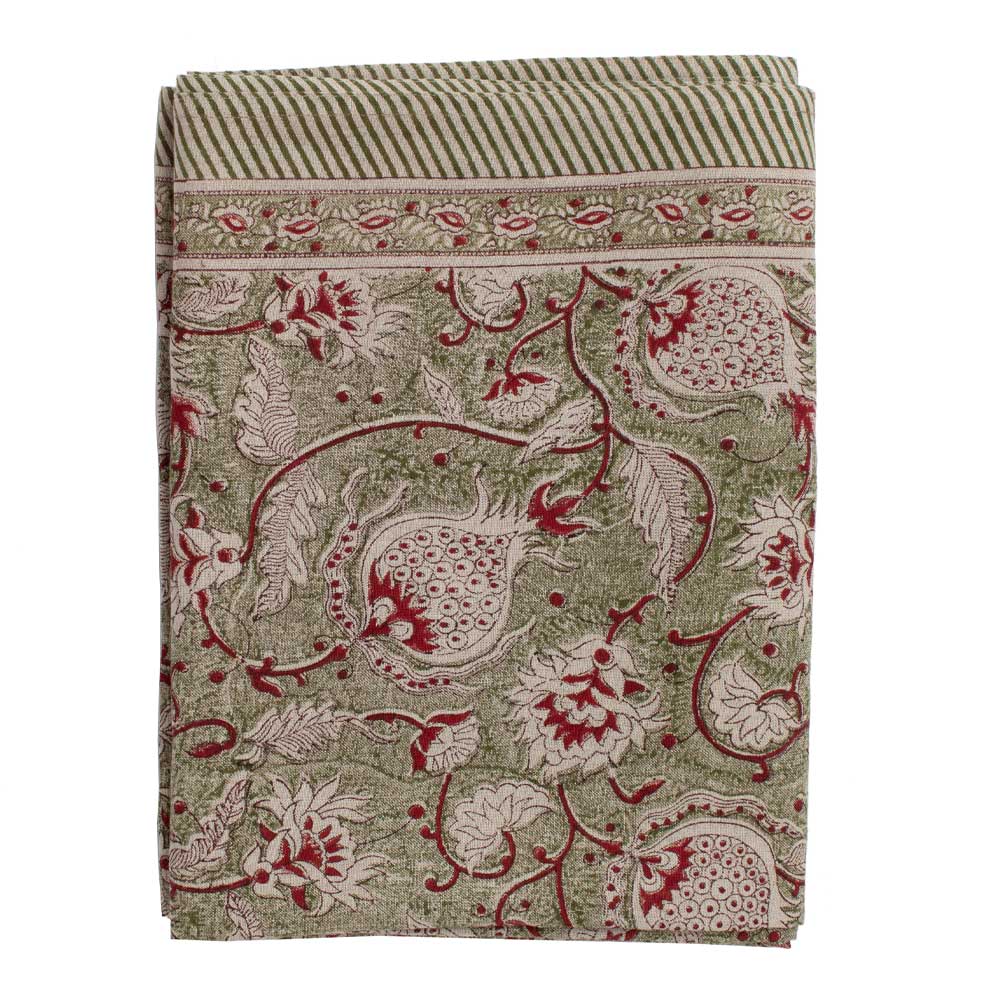 Chamois Pomegranate linneduk 170x270 cm grön