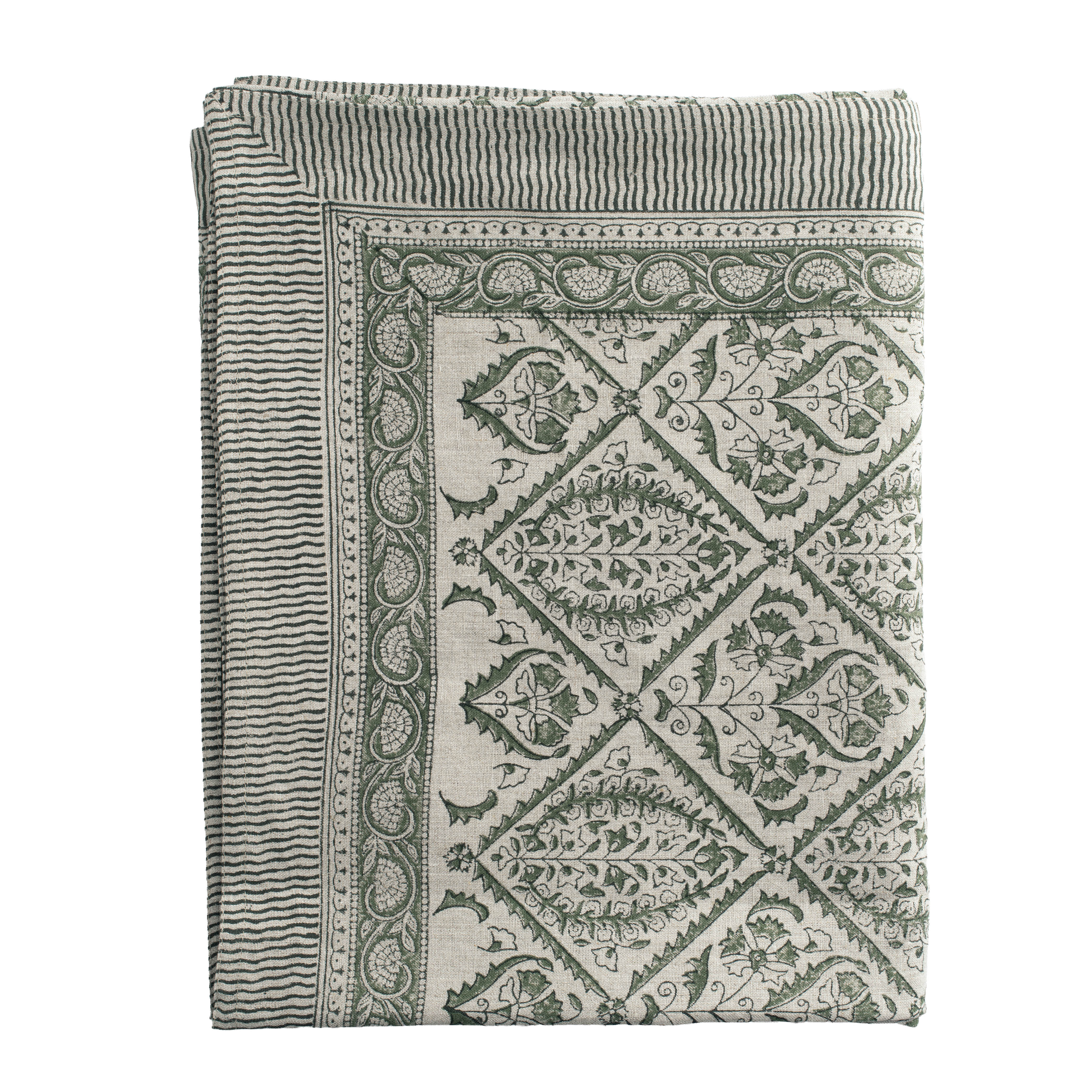 Chamois Jaipur duk linne 170x350 cm mossgrön