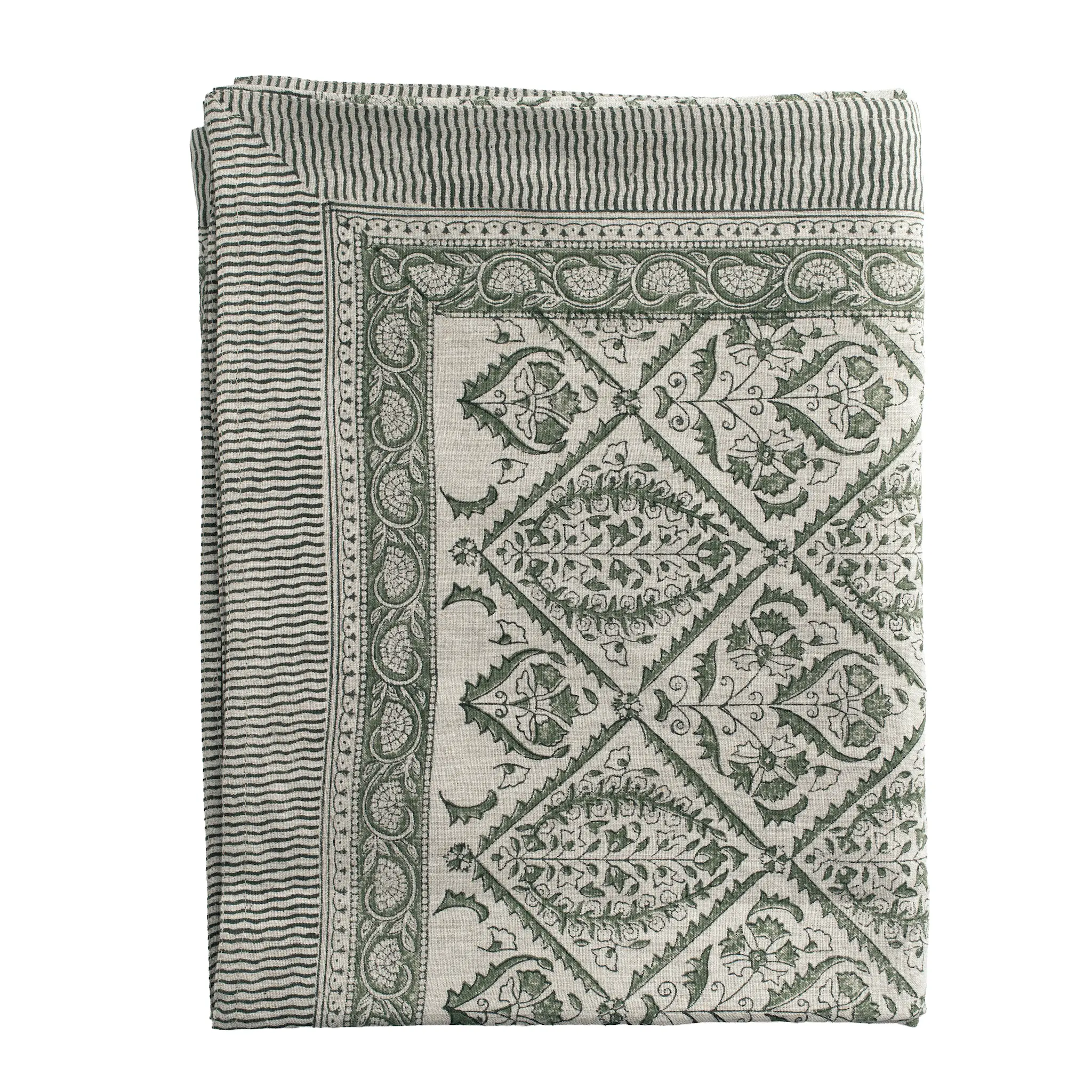 Chamois Jaipur duk linne 170x350 cm mossgrön