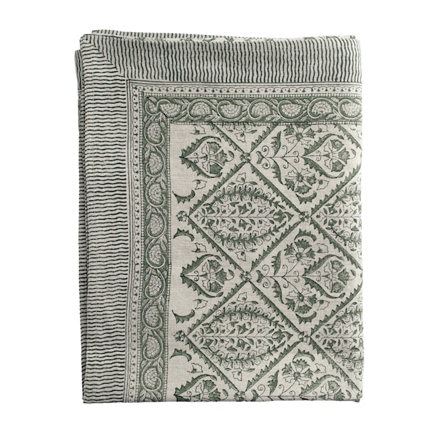 Jaipur duk linne 170x350 cm mossgrön