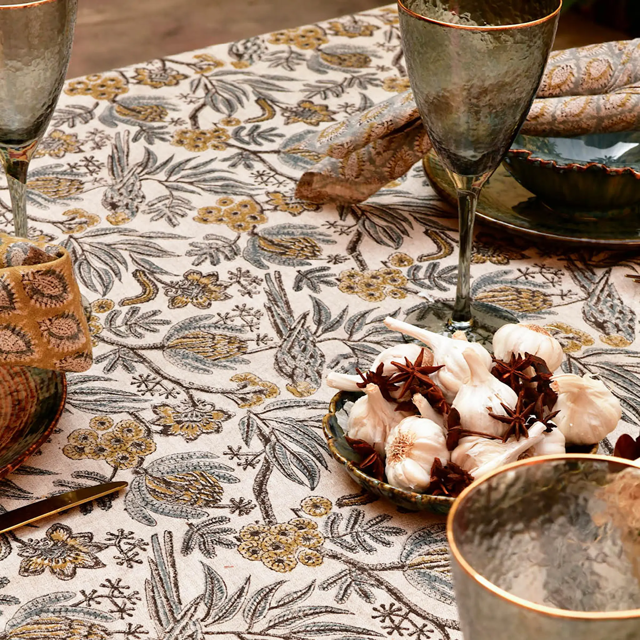 Chamois Parrot linneduk 150x350 cm blå