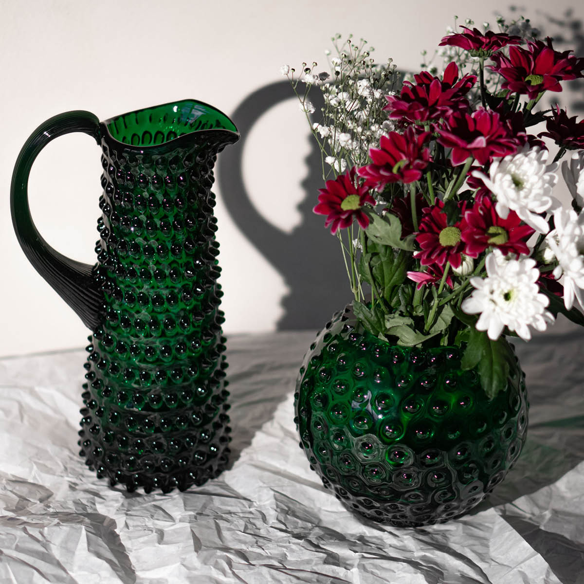 Klimchi Hobnail karaff hög 1 l dark green