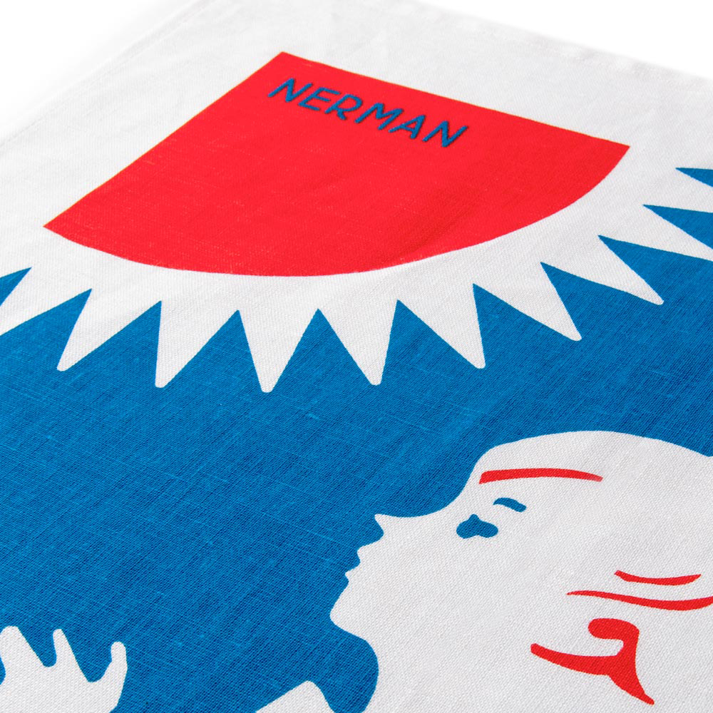 SOLSTICKAN Handduk Halvlinne 50x70 cm Röd/Blå