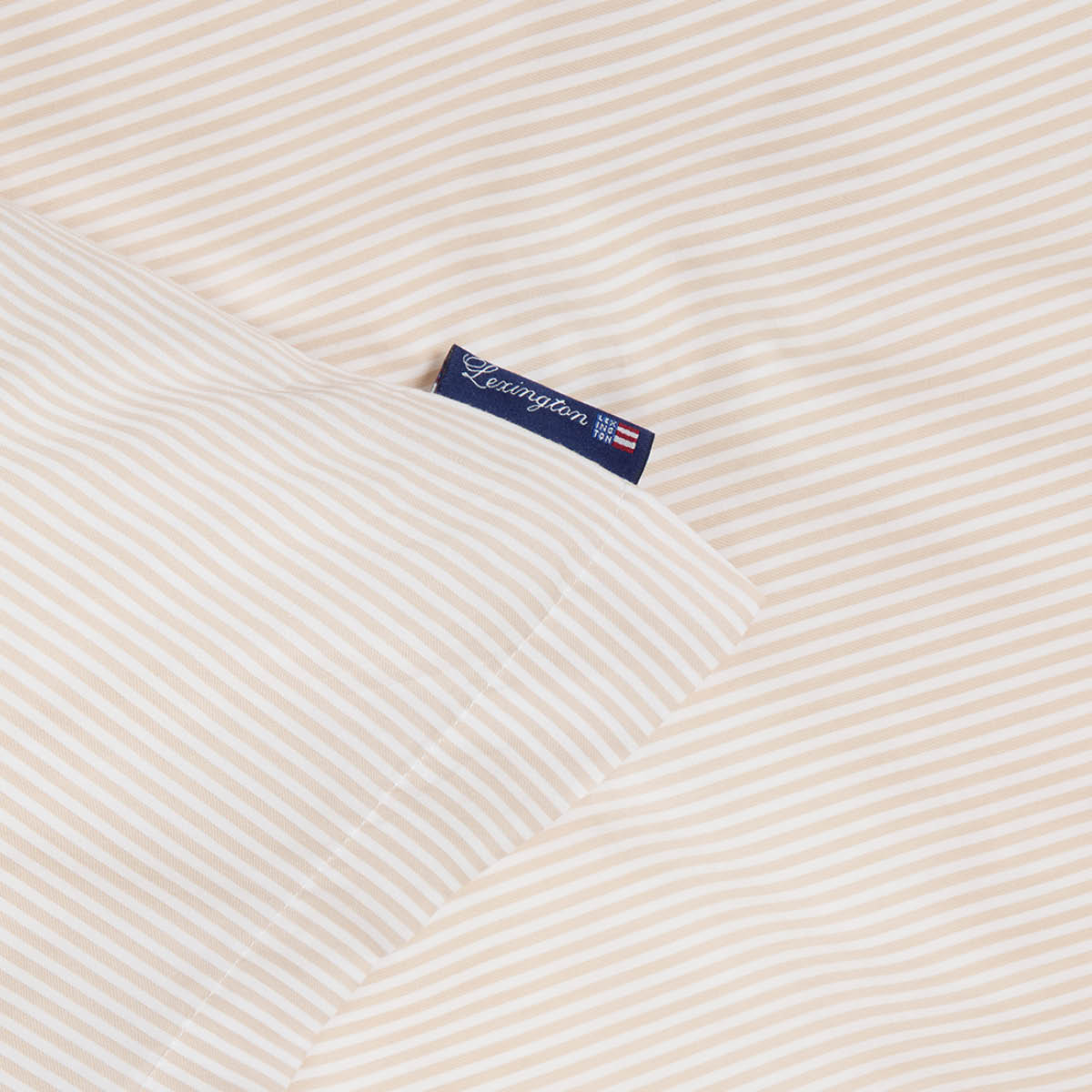 Lexington Striped Cotton Sateen påslakanset 220x220 cm beige/vit