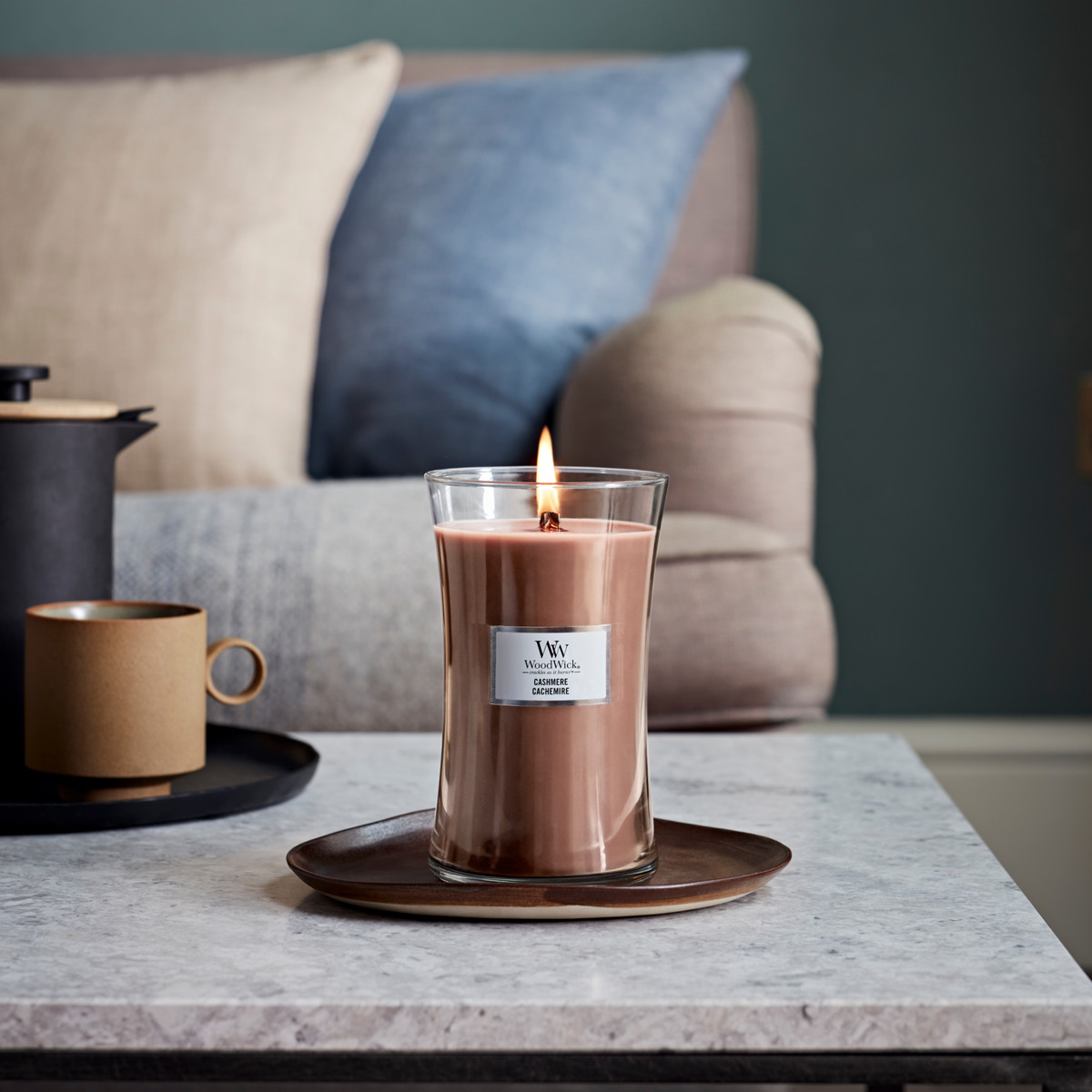 WoodWick Hourglass duftlys stor cashmere