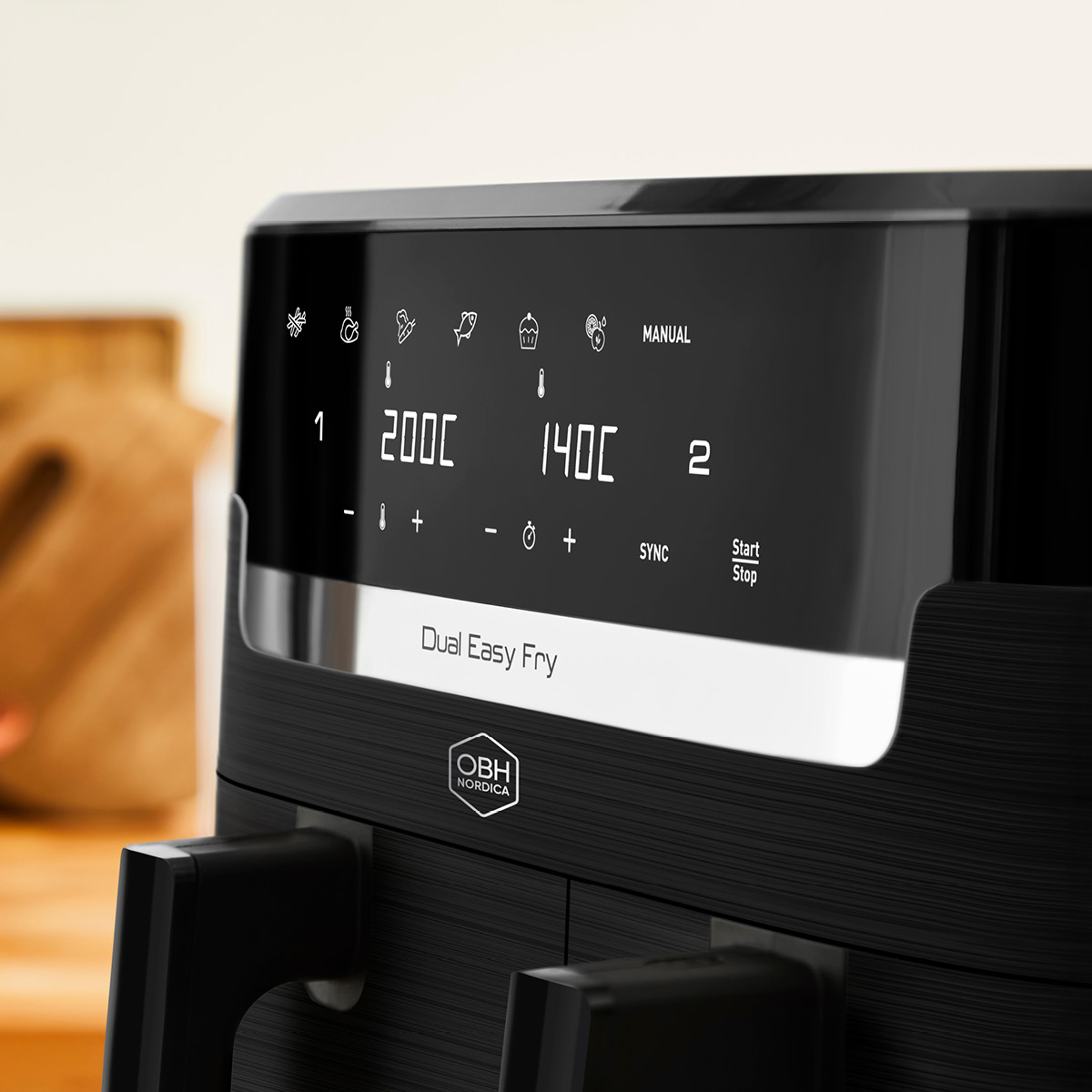 OBH Nordica Dual Easy Fry airfryer 3,1 L + 5 L svart