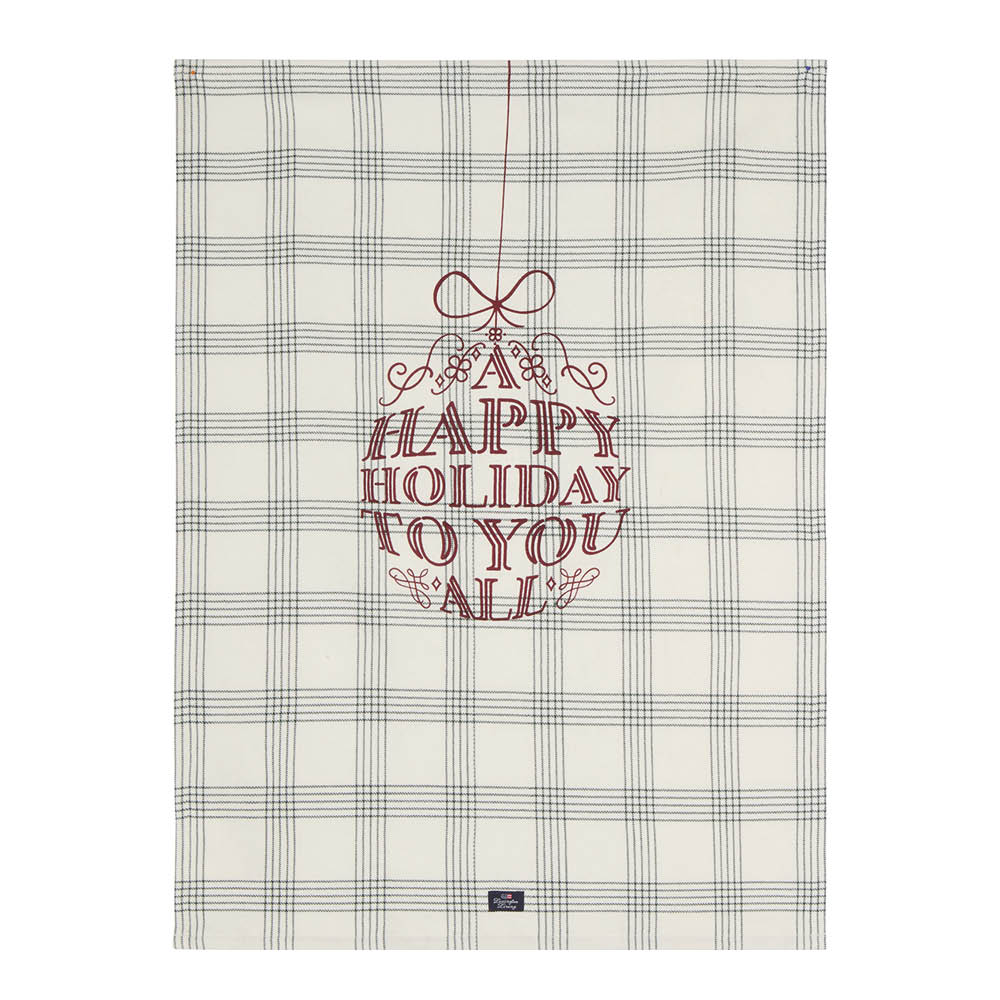 Lexington Original kjøkkenhåndkle Happy Holiday 50x70 cm hvit/grønn