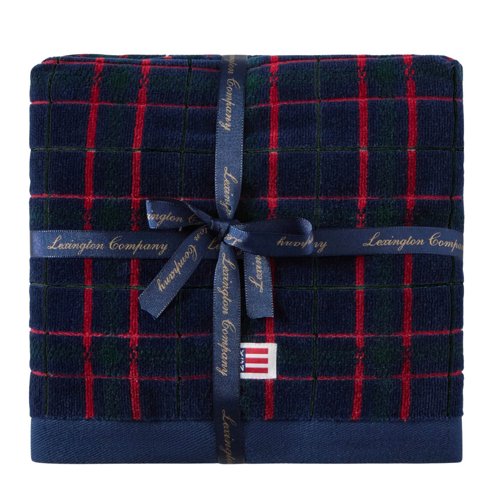 Lexington Handduk velour 50x70 cm 2-pack rutig marinblå/grön/vinröd