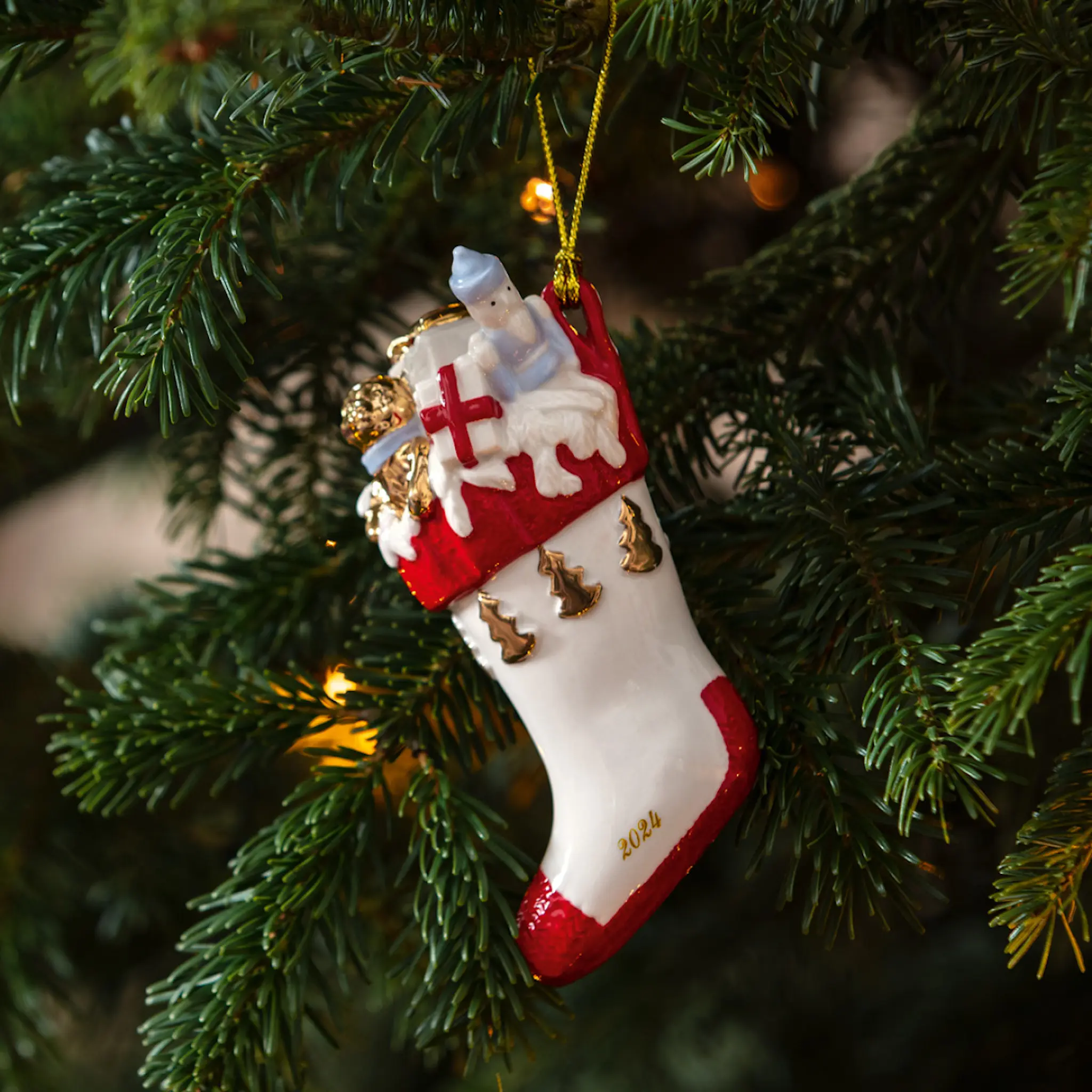 Villeroy & Boch Christmas Classic julgranspynt julstrumpa 10 cm vit