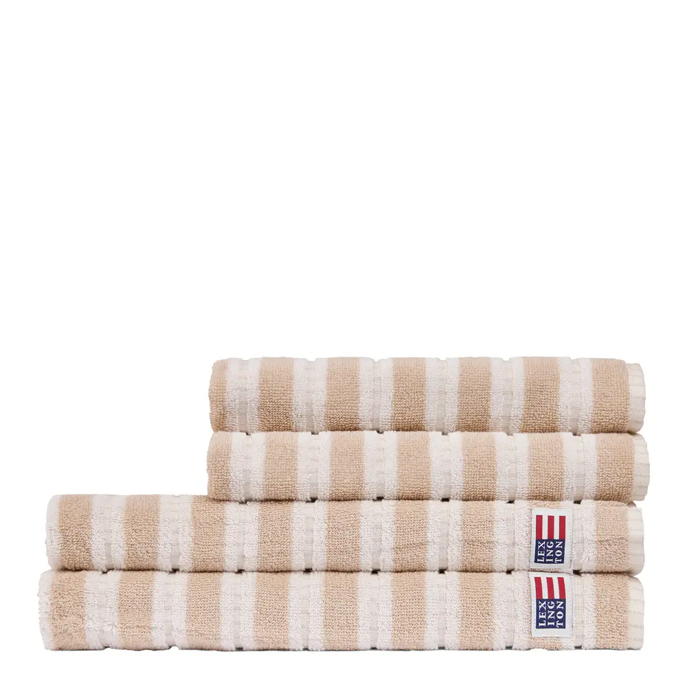 Raidallinen froteepyyhe 70x130 cm vaalea beige/off-white