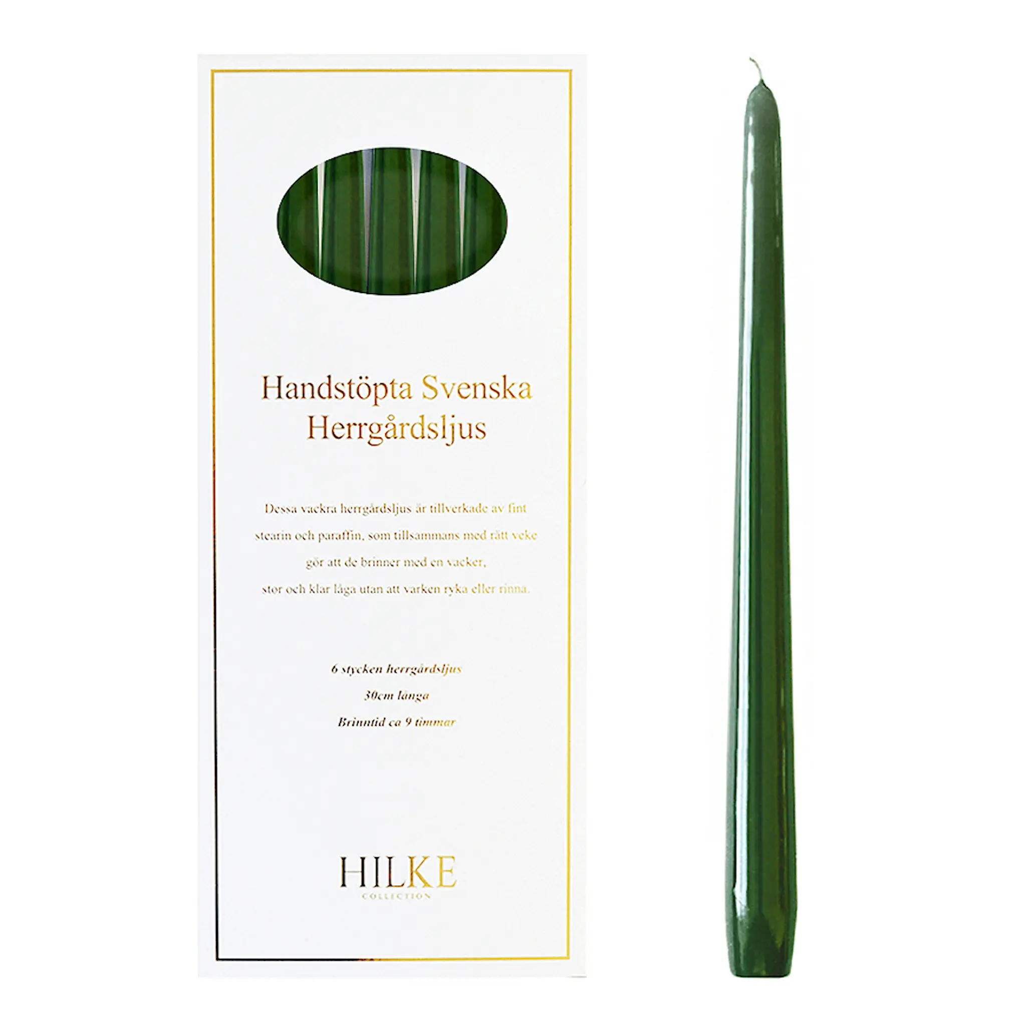 Hilke Herrgårdsljus 30 cm 6-pack Mörkgrön