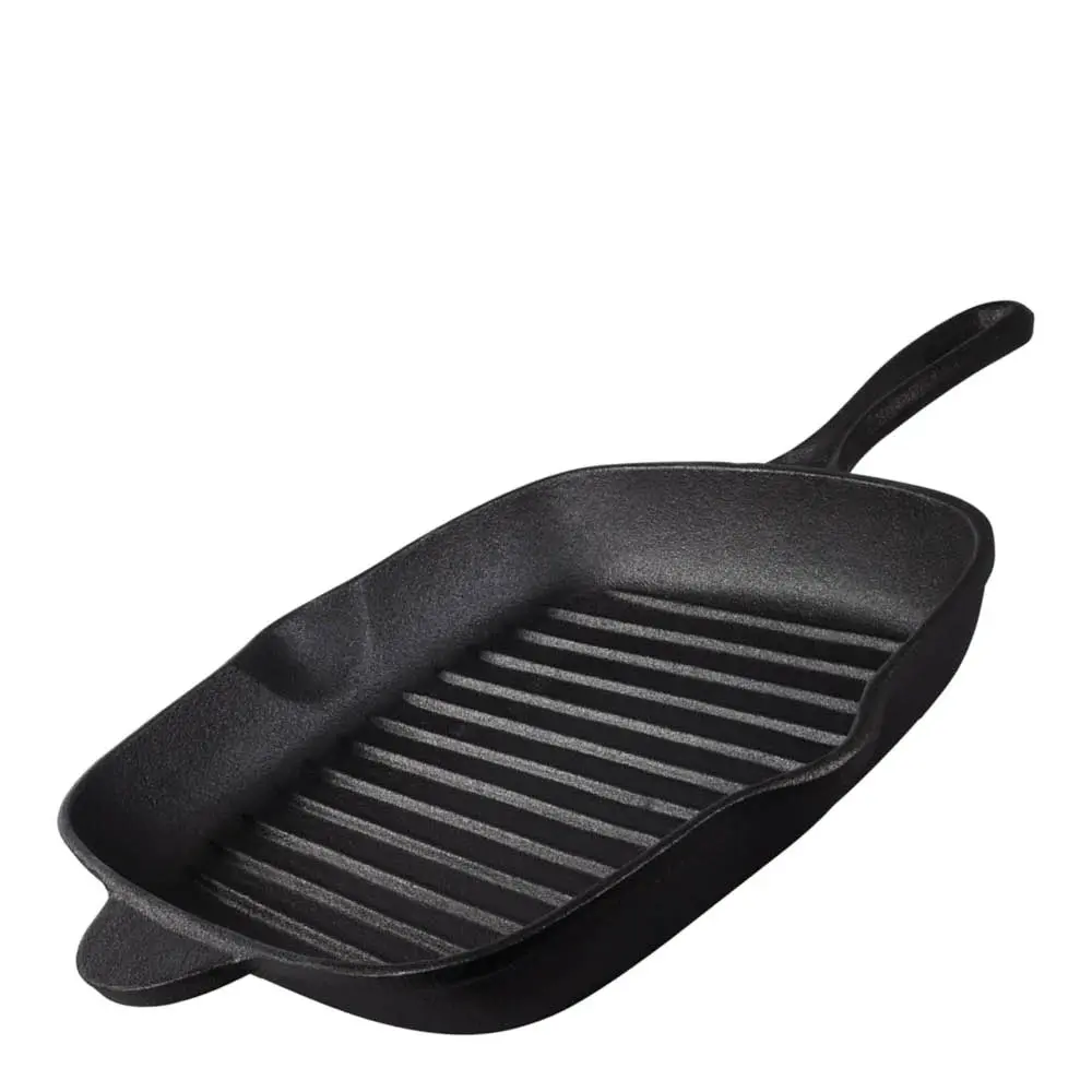 Cast Iron neliönmuotoinen grillipannu 27x27 cm musta