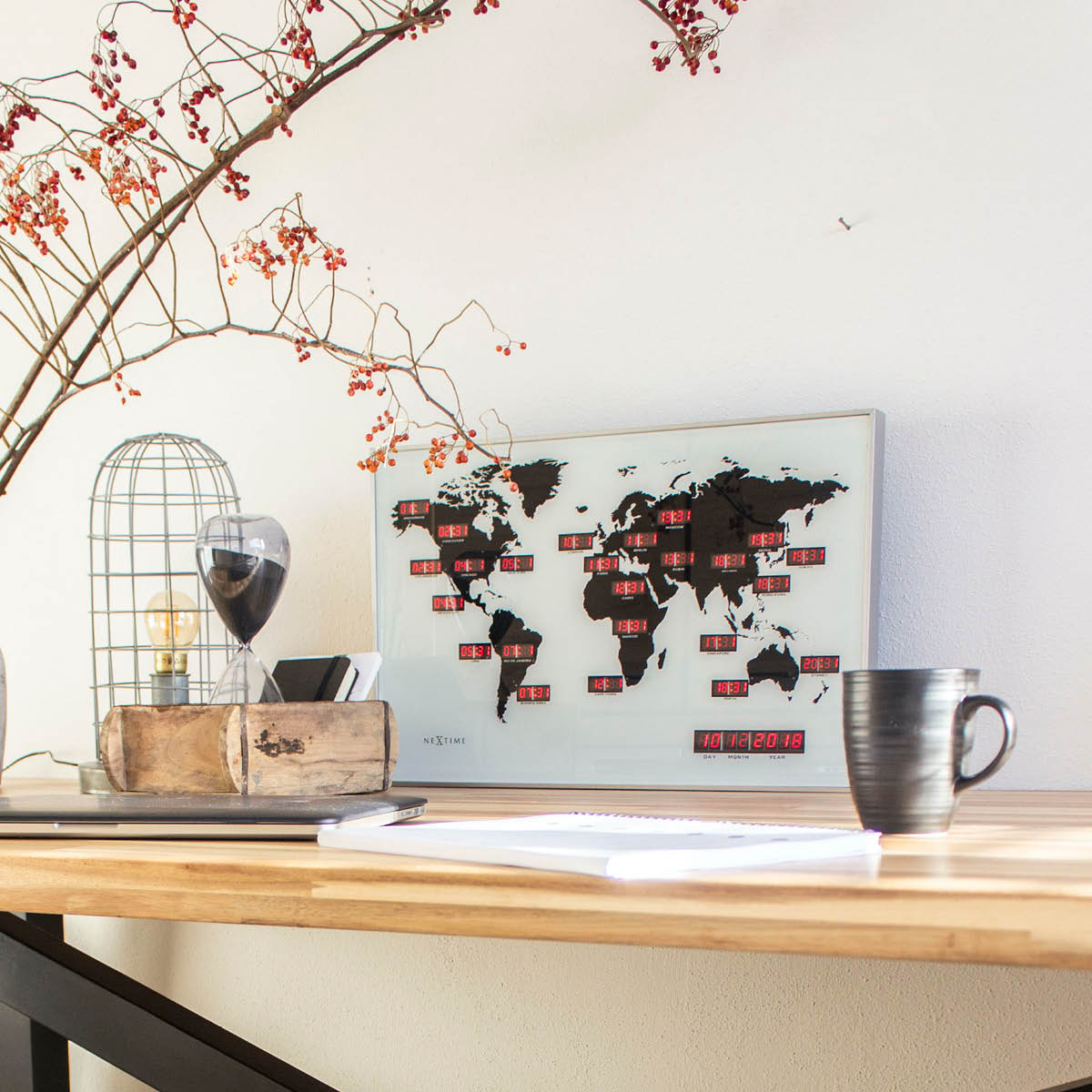 NeXtime World Time Seinäkello 55x36 cm