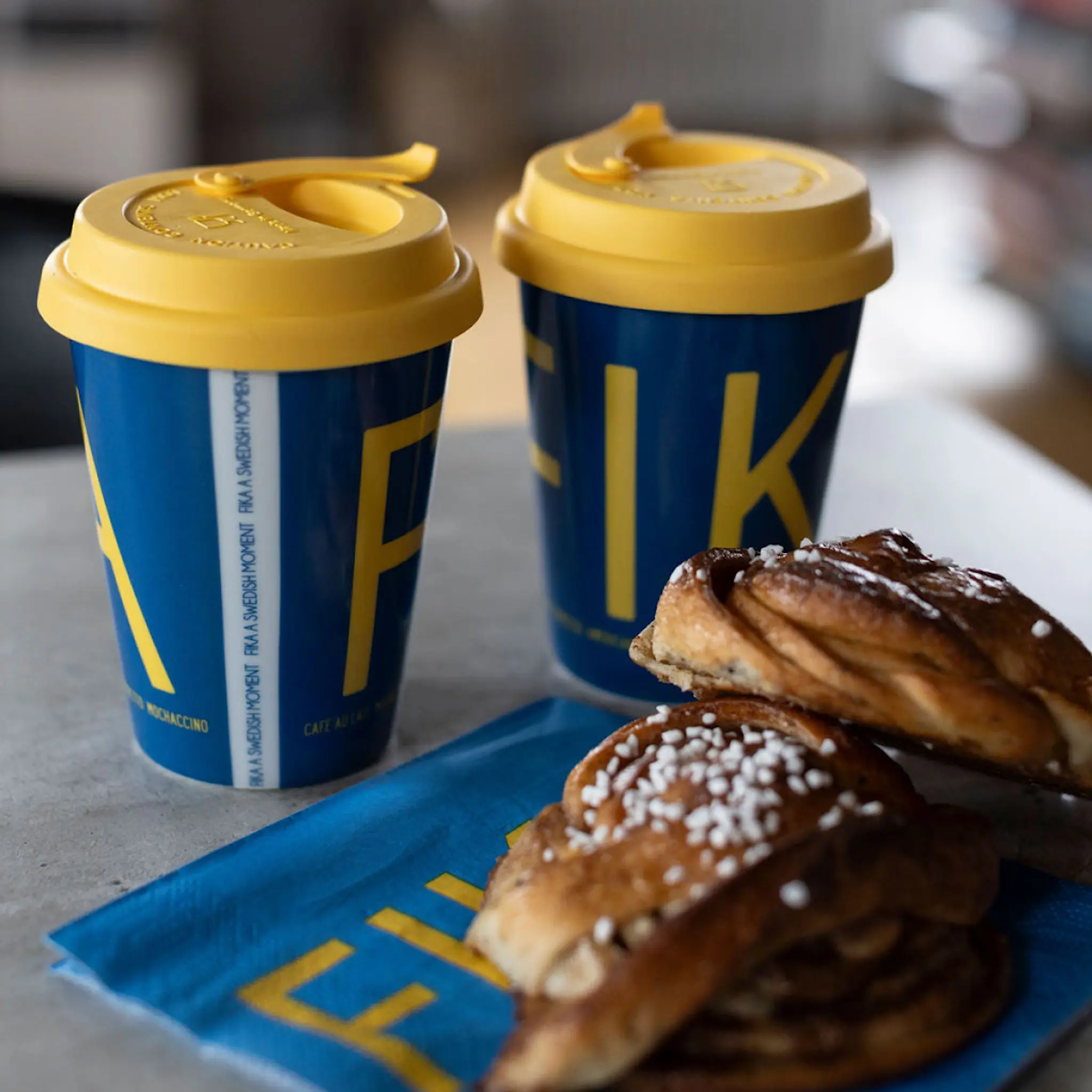 Citronelles Fika To Go Muki  38 cl Sininen/Keltainen