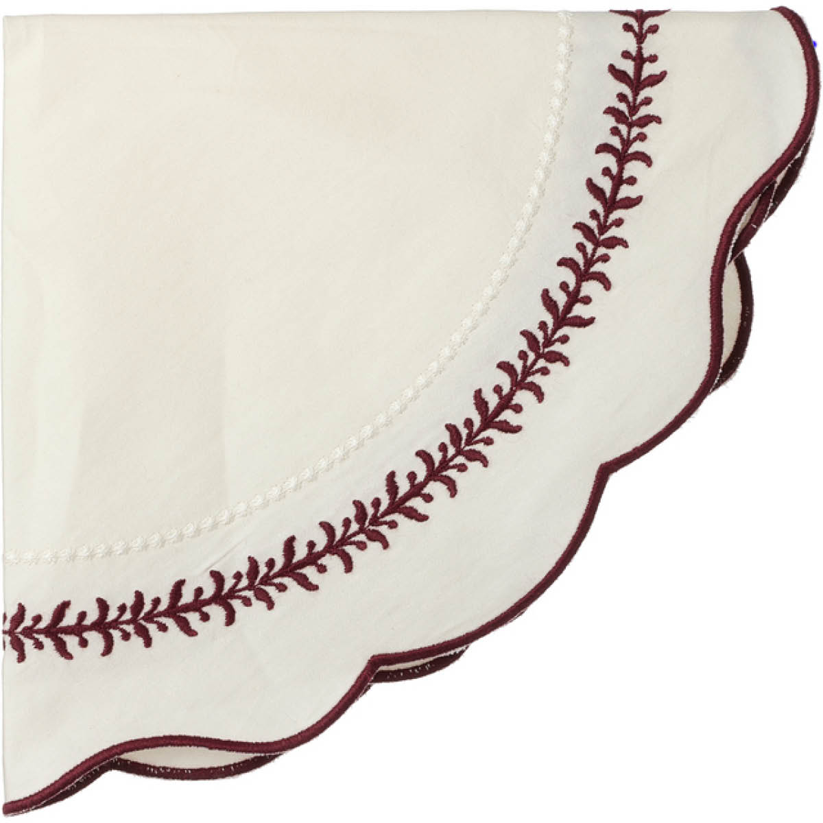 Holmen Elina bordstablett Ø38 cm vit med broderi