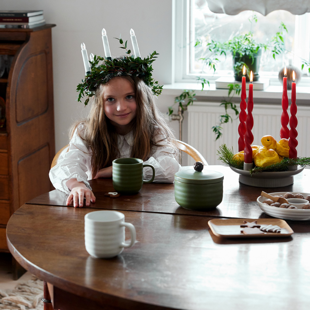 Sagaform Ellen Ekollonburk med lock 7,5 cm Grön