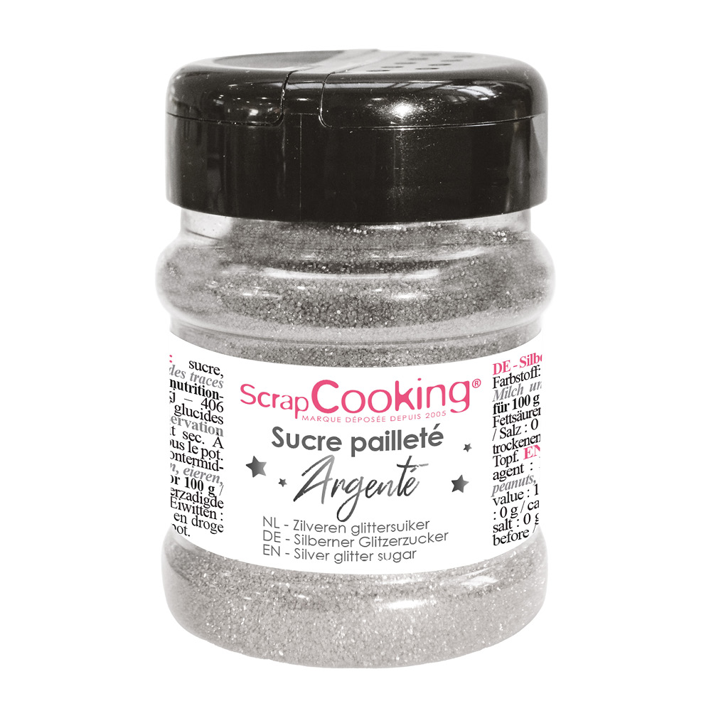 ScrapCooking Ätbart glittersocker 160 g silver
