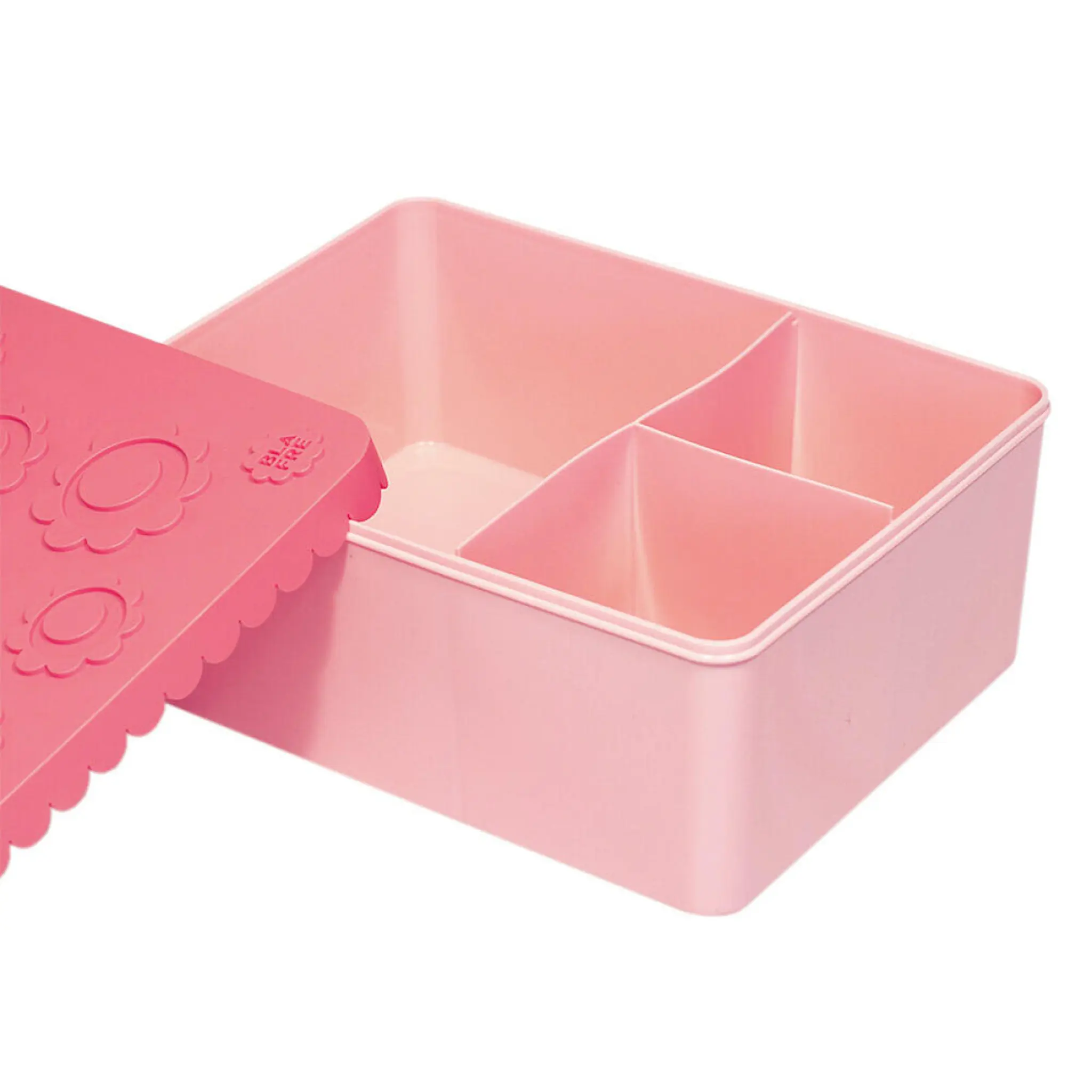 Blafre Blomma matlåda plast tre fack 14x19 cm rosa