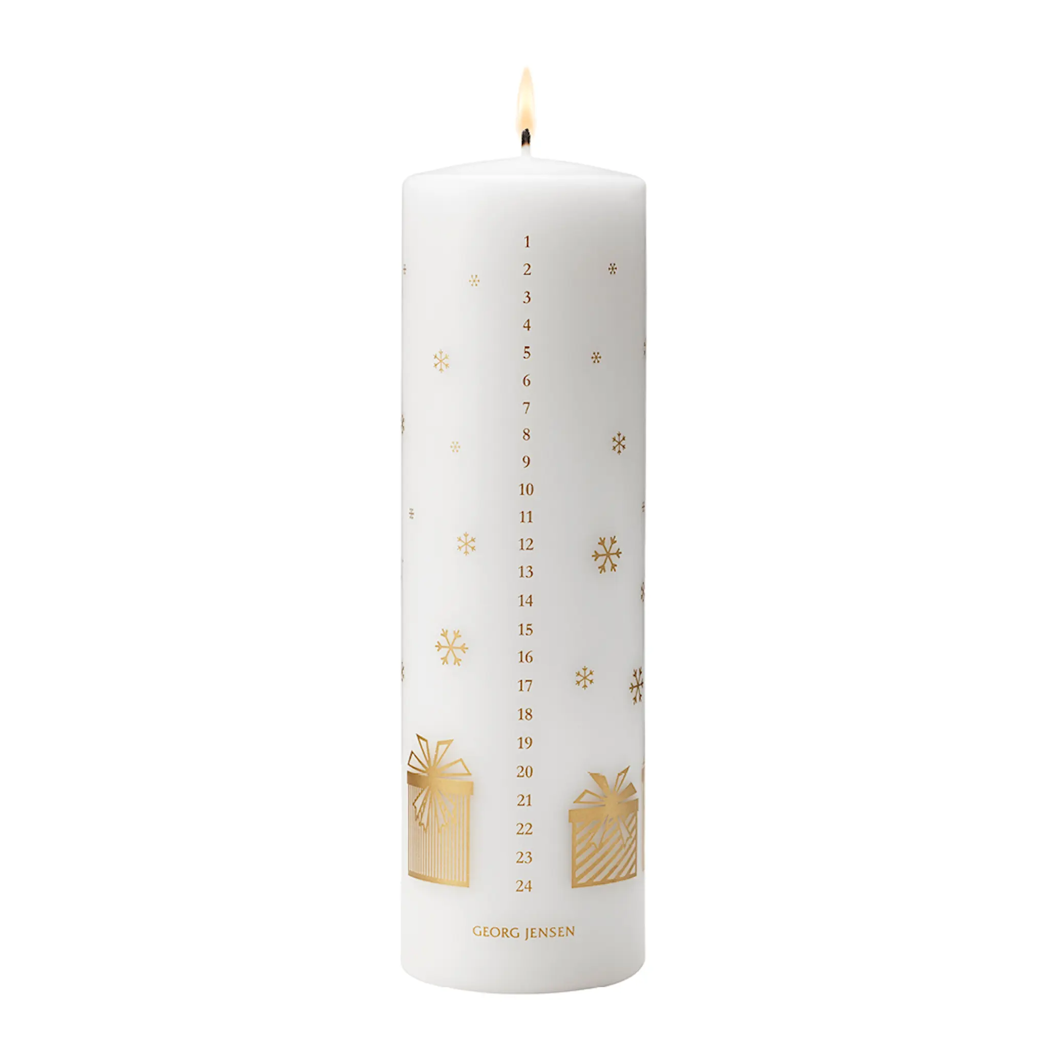 Georg Jensen Jul 2025 kalenderljus 20 cm vit/guld