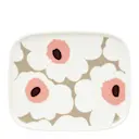 Oiva Unikko assiett 15x12 cm vit/vinröd