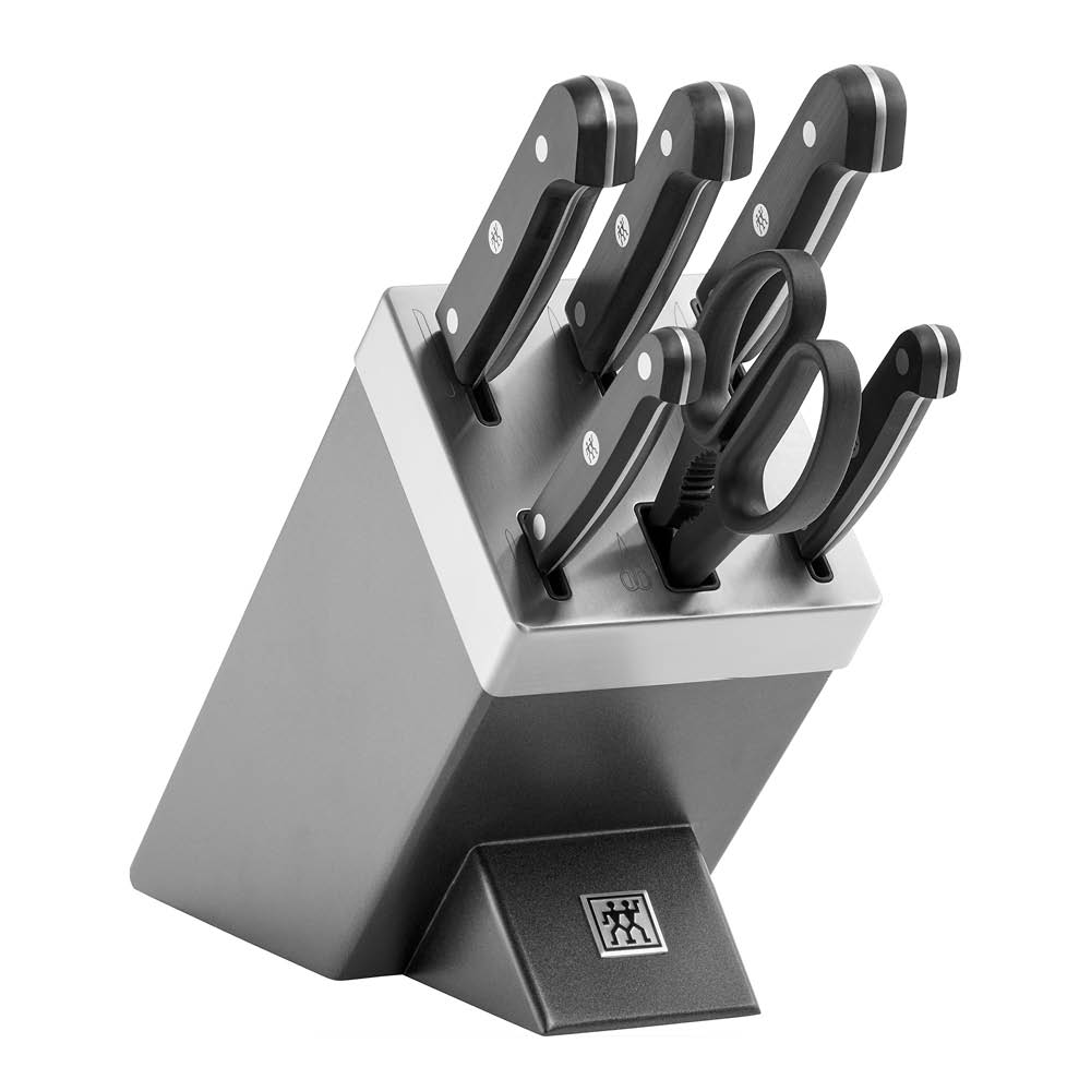 Zwilling - Gourmet Veitsisetti teroittavalla veitsitukilla 7 osaa Hopea/Harmaa