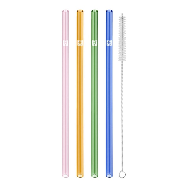 Sorrento Glassugrör+Rengöringsborste 4-pack Flerfärgade