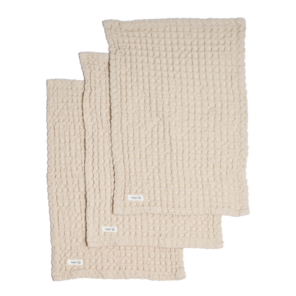 The Organic Company Big Waffle vaskeklut 25x40 cm 3 stk stone
